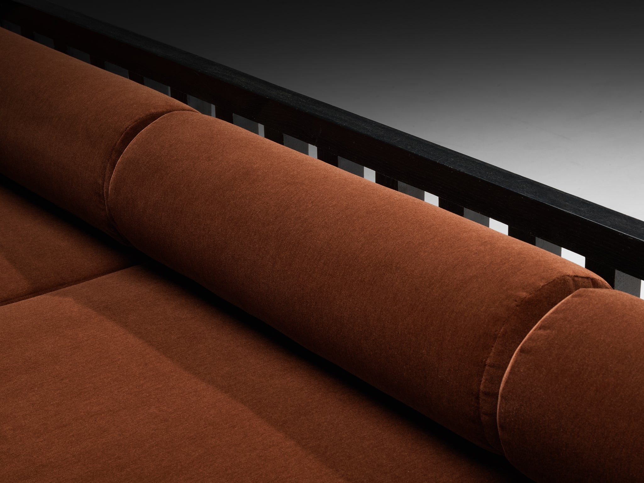 Geometric Sofa with Grid Framework in Black Lacquered Ash Seating Morentz