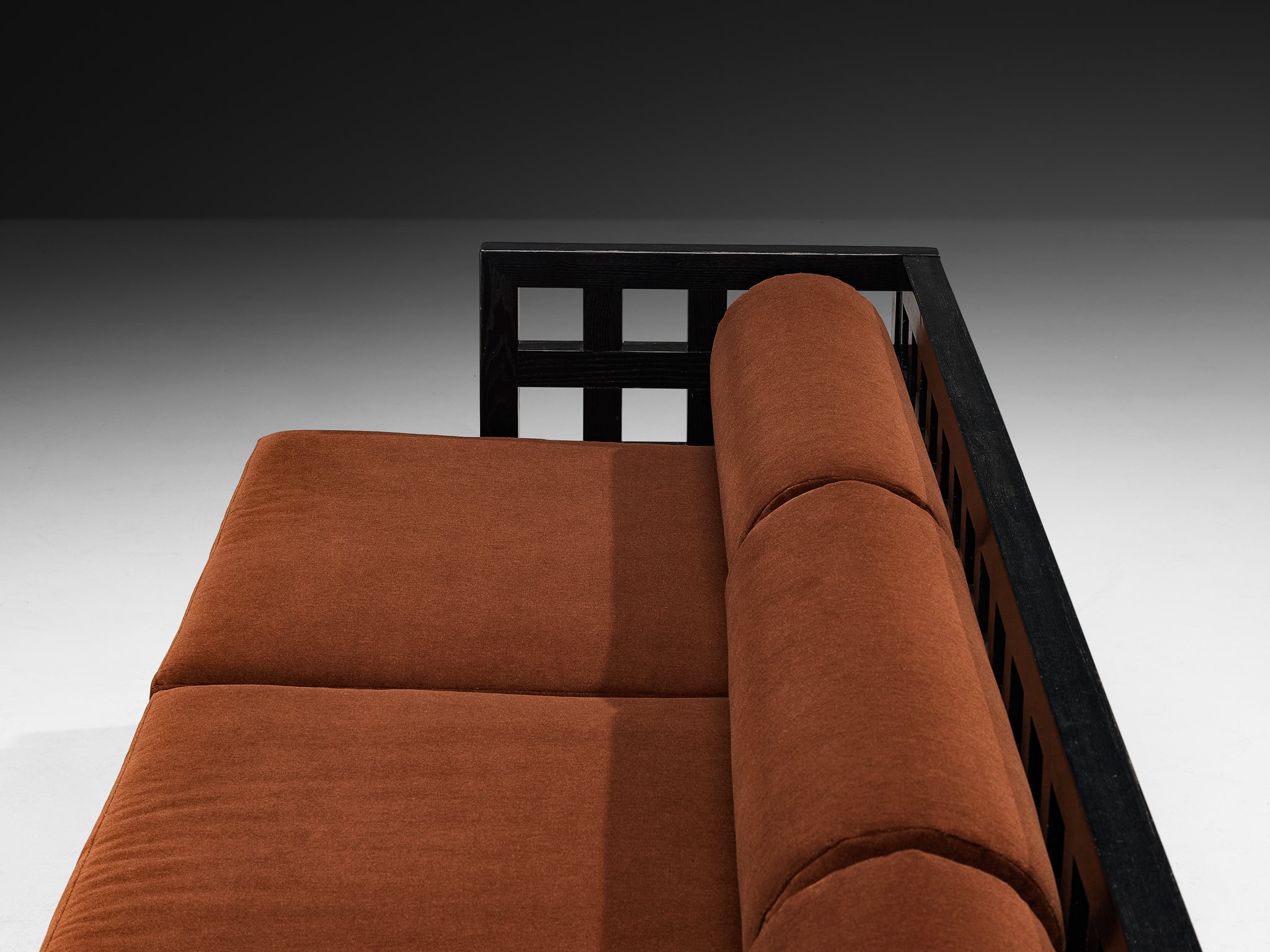 Geometric Sofa with Grid Framework in Black Lacquered Ash Seating Morentz