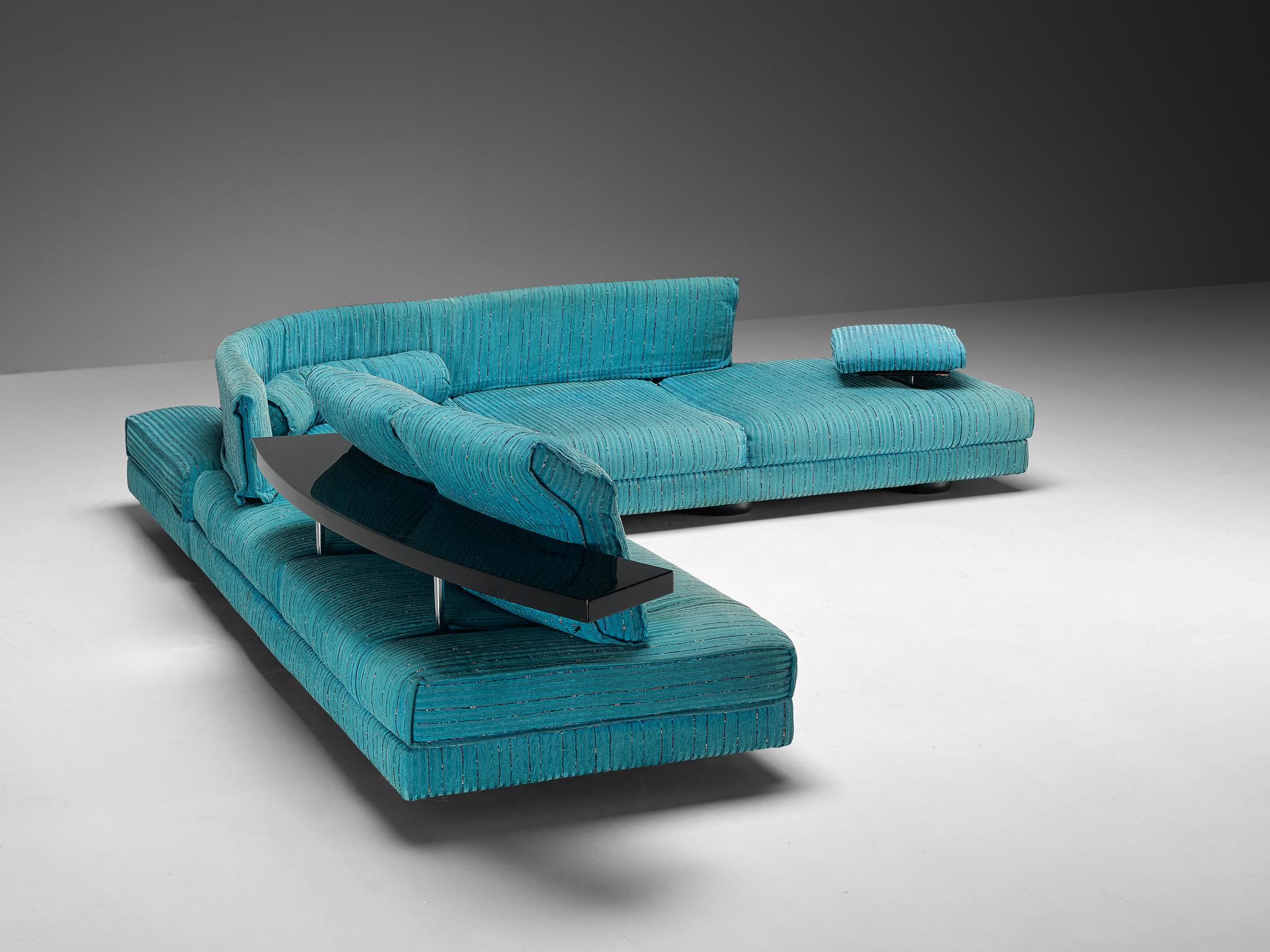 Mauro Lipparini for Saporiti 'Avedon' Sofa in Turquoise Upholstery