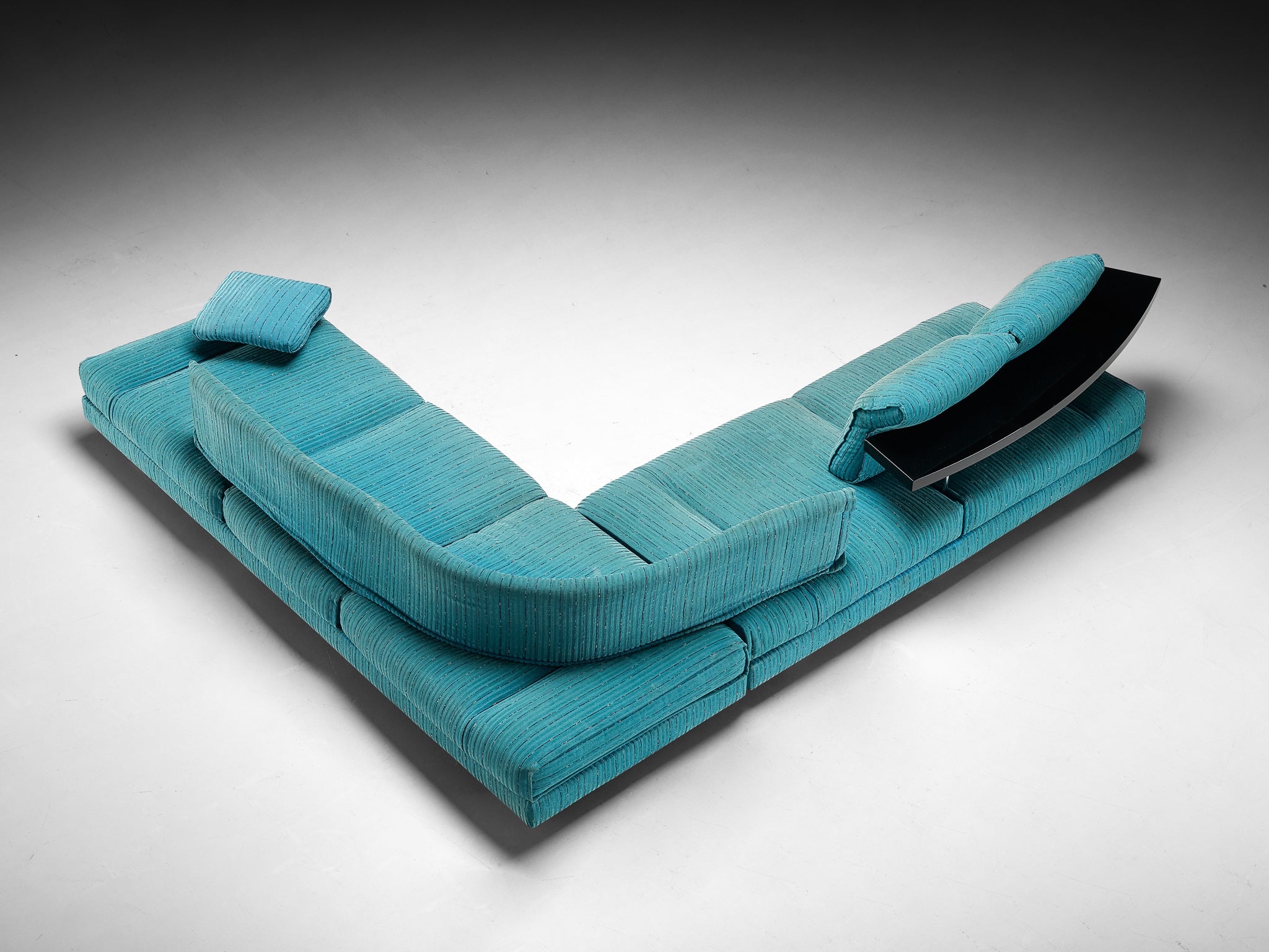 Mauro Lipparini for Saporiti 'Avedon' Curved Sofa in Turquoise Upholstery Seating Morentz