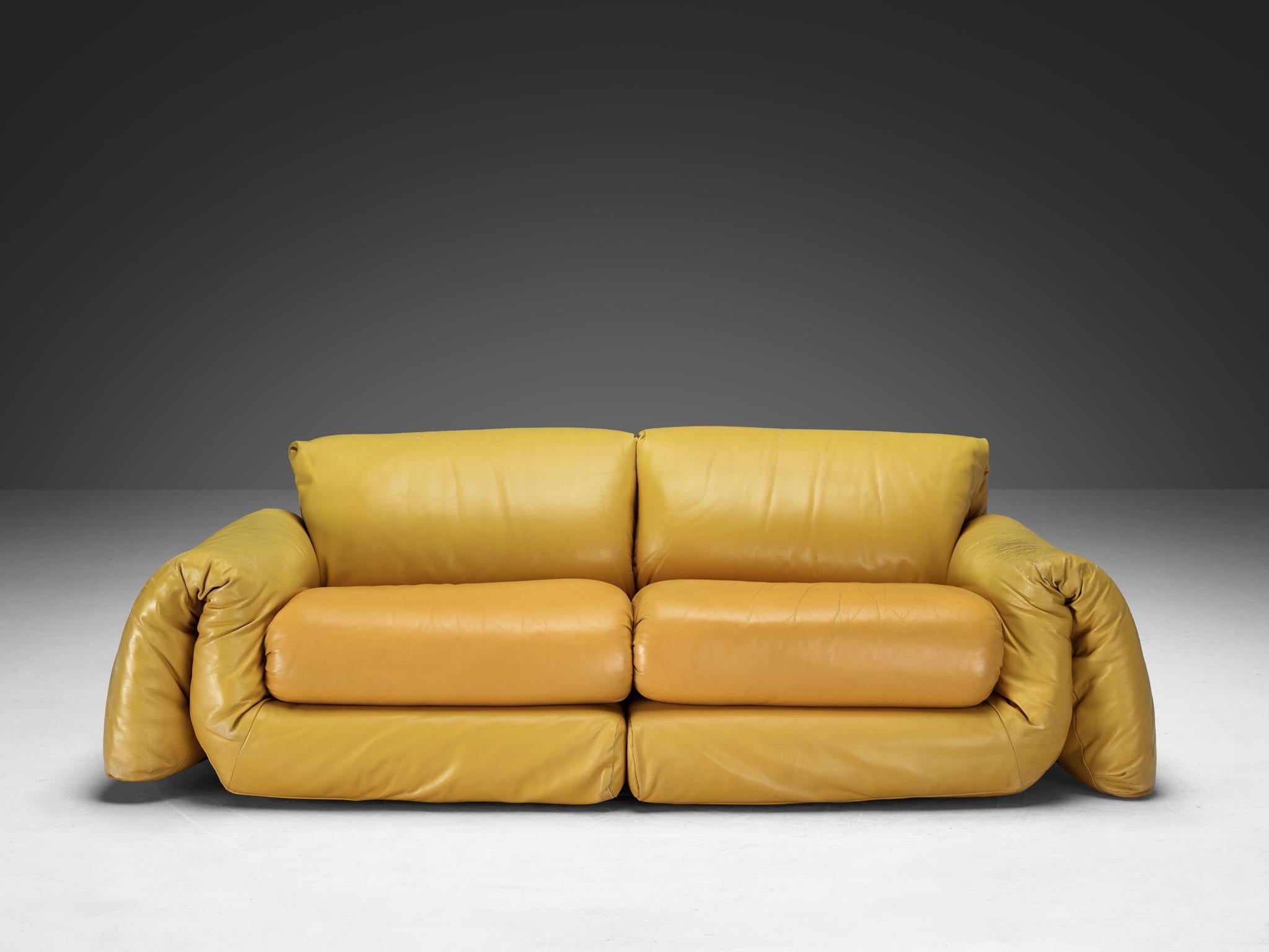 Voluptuous Sofa in Yellow Leather
