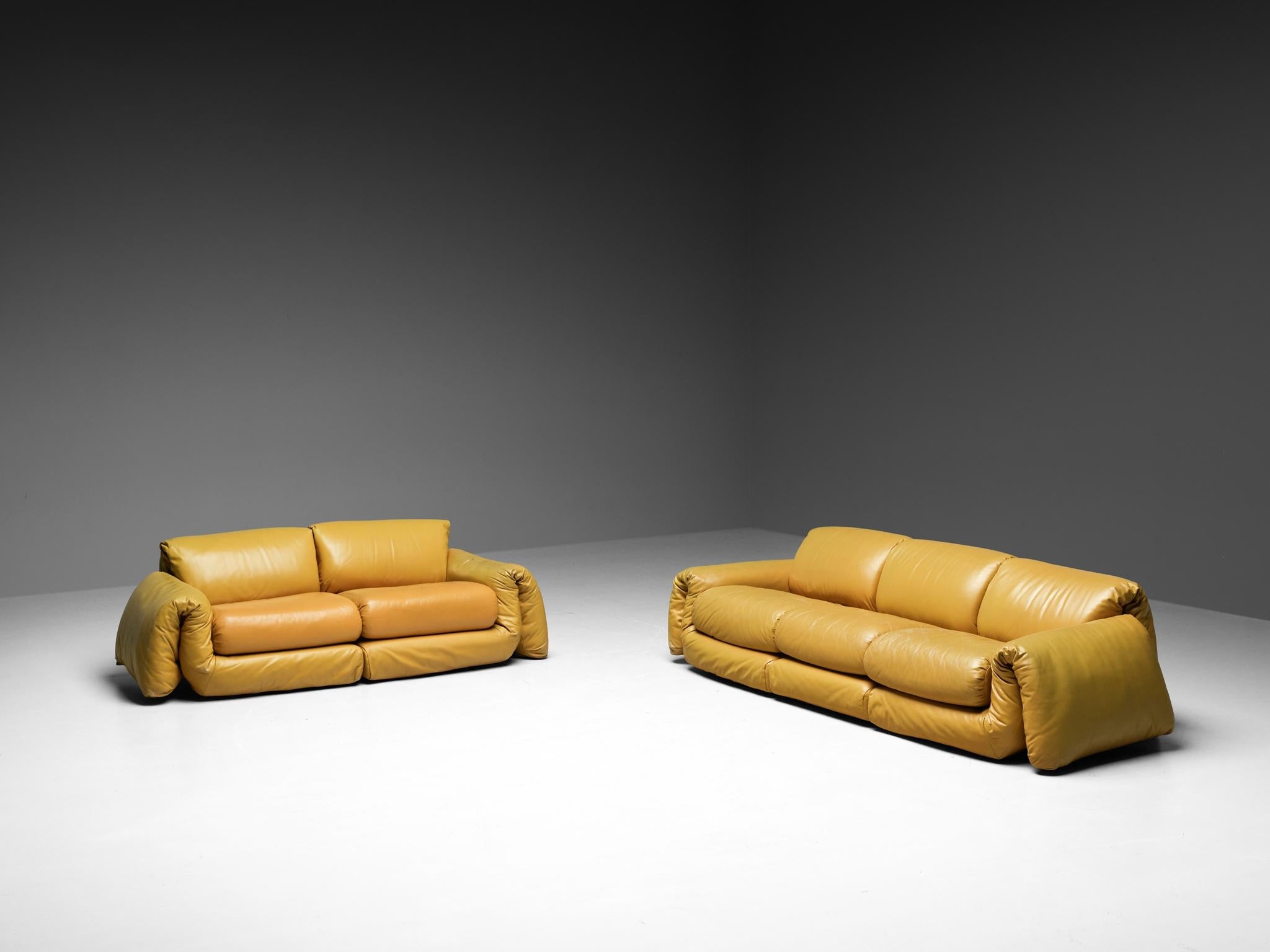 Voluptuous Sofa in Yellow Leather