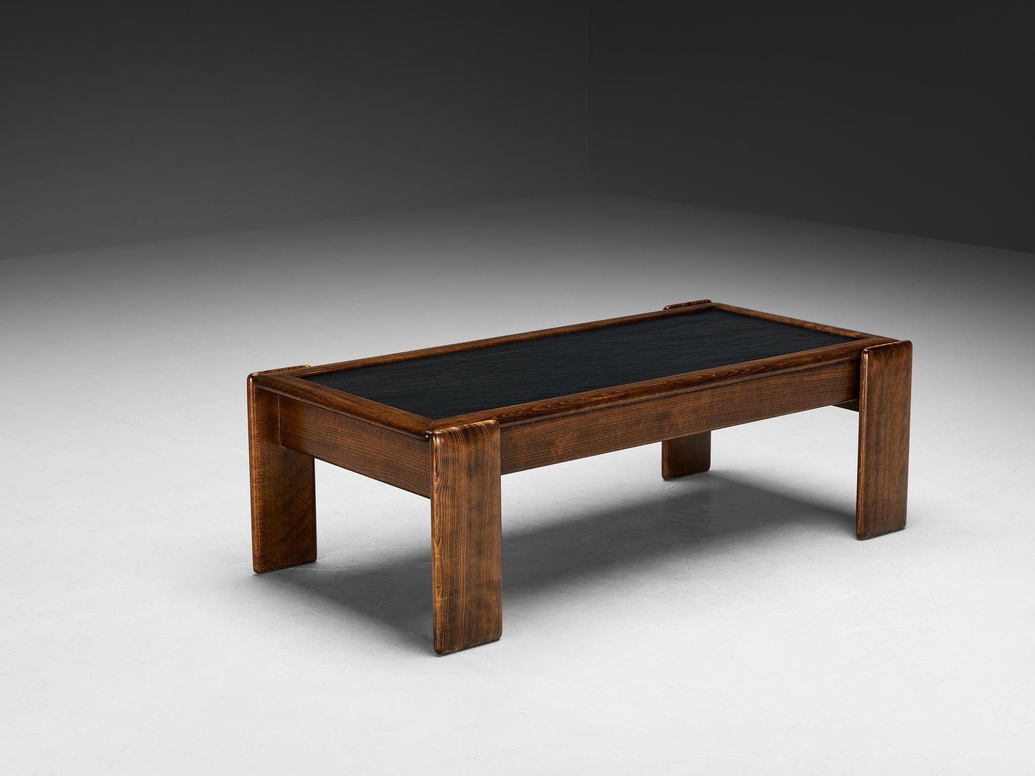 Coffee Table in Oak and Black Cleft Slate