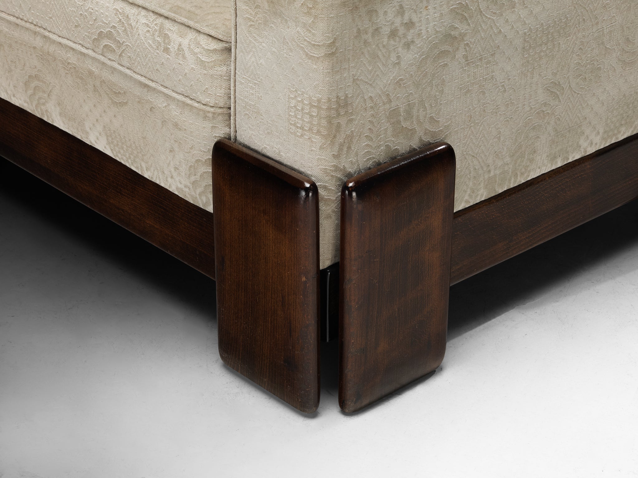 Post-Modern Italian Lounge Chair in Wood and Creme Colored Velvet Upholstery Seating Morentz