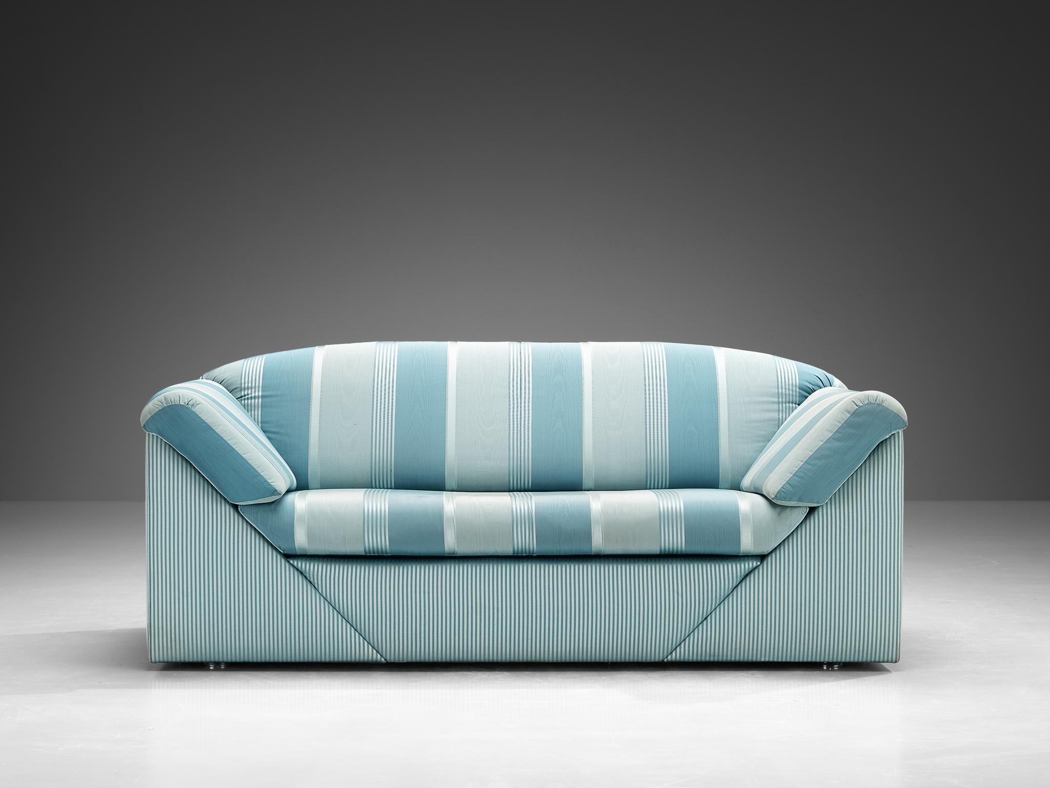 Substantial Sofa in Delicate Striped Green Blue Upholstery seating Morentz