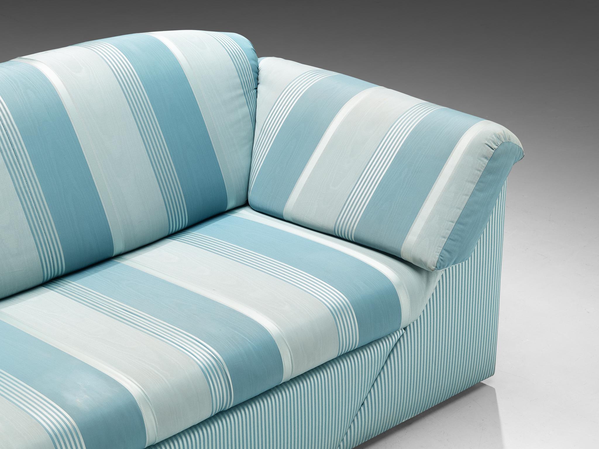 Substantial Sofa in Delicate Striped Green Blue Upholstery seating Morentz