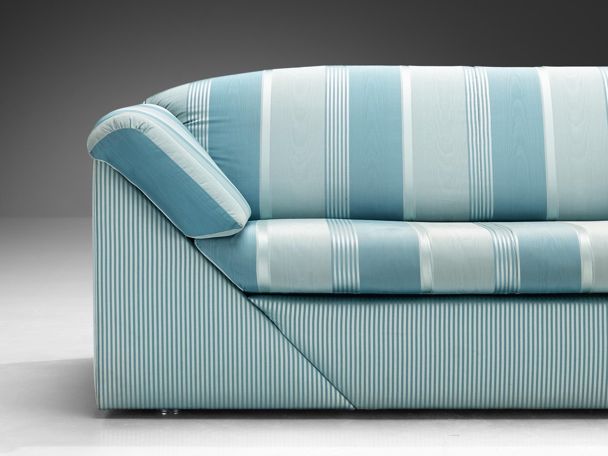 Substantial Sofa in Delicate Striped Green Blue Upholstery seating Morentz