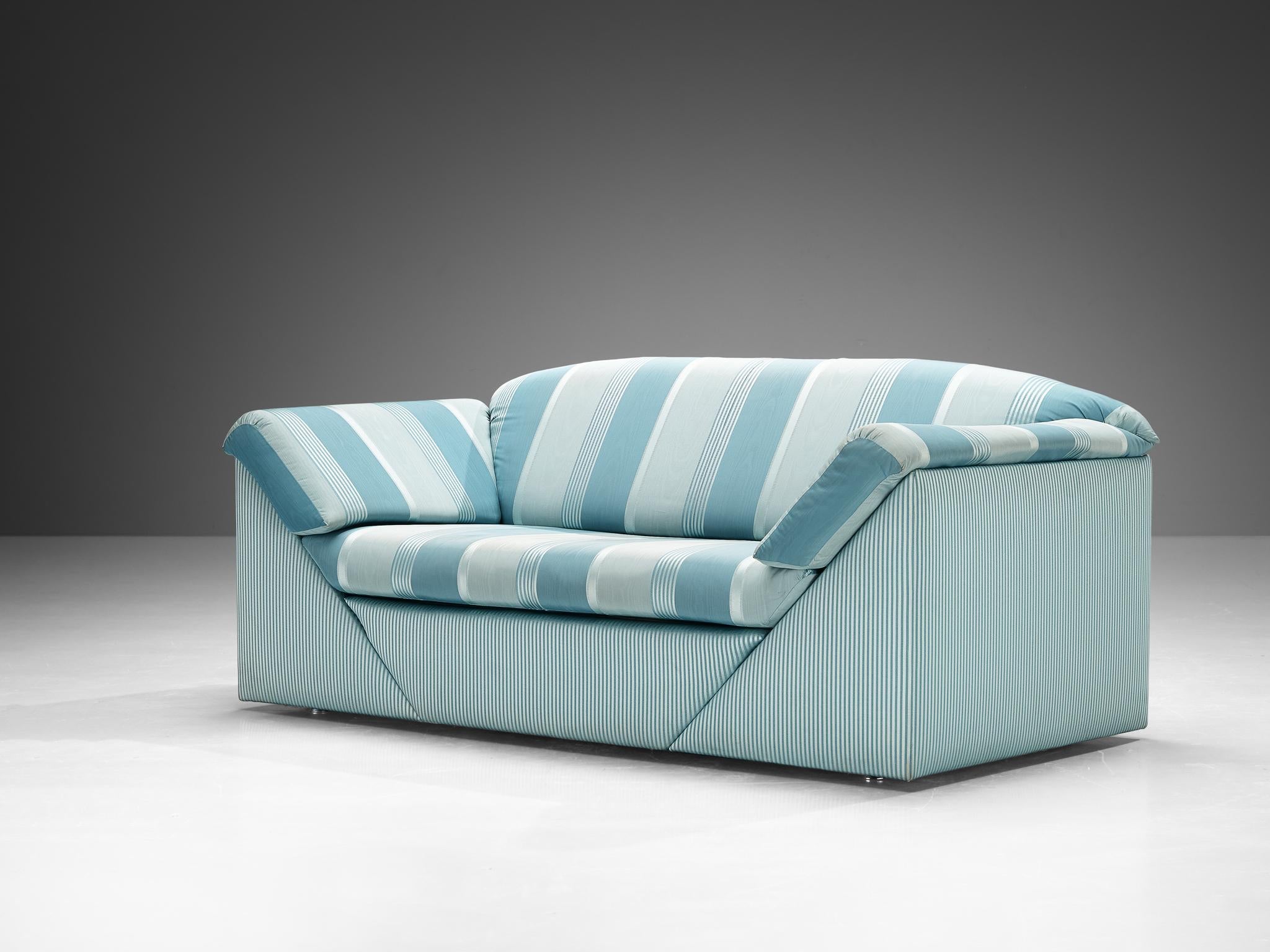 Substantial Sofa in Delicate Striped Green Blue Upholstery seating Morentz