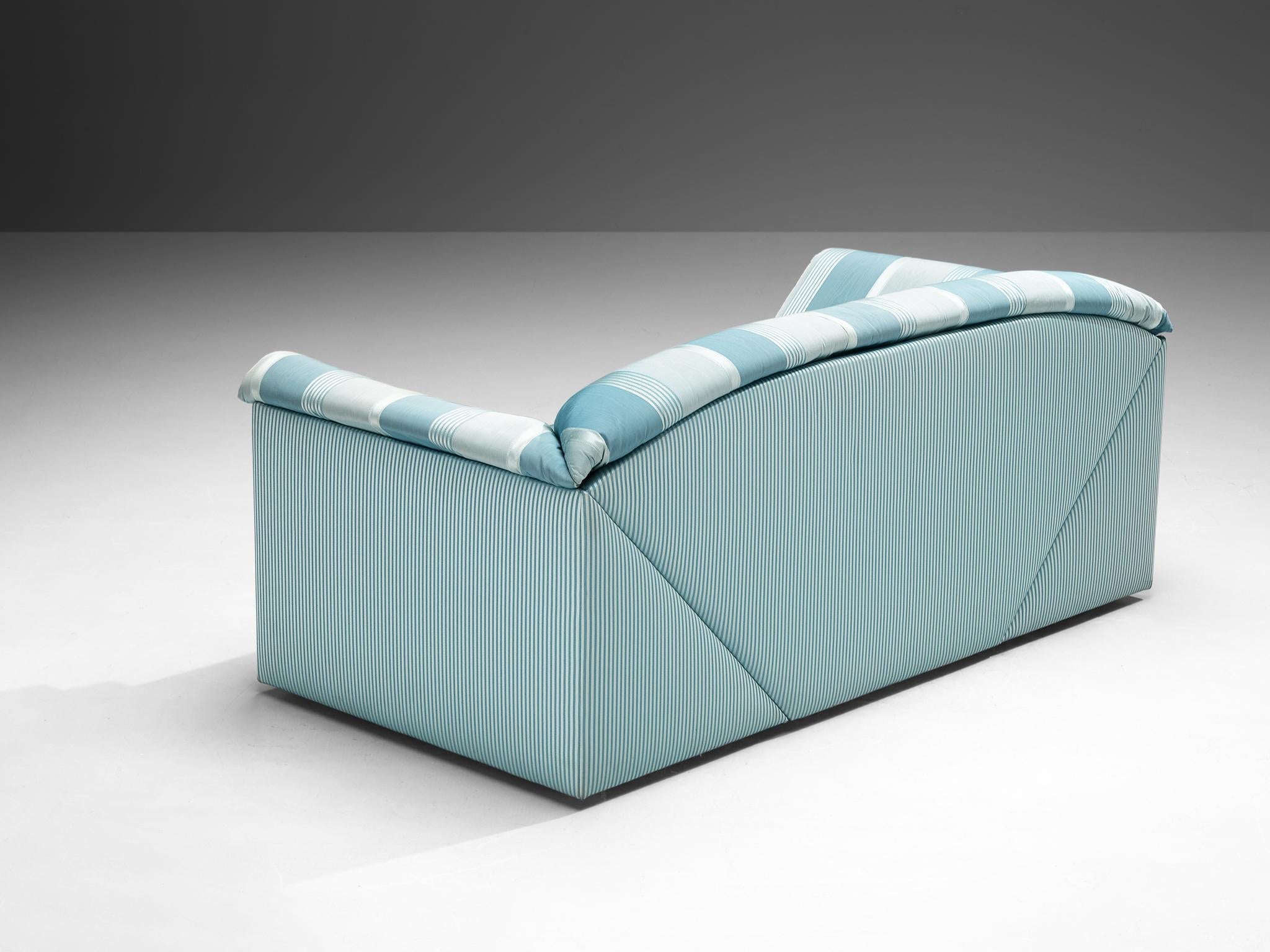 Substantial Sofa in Delicate Striped Green Blue Upholstery seating Morentz