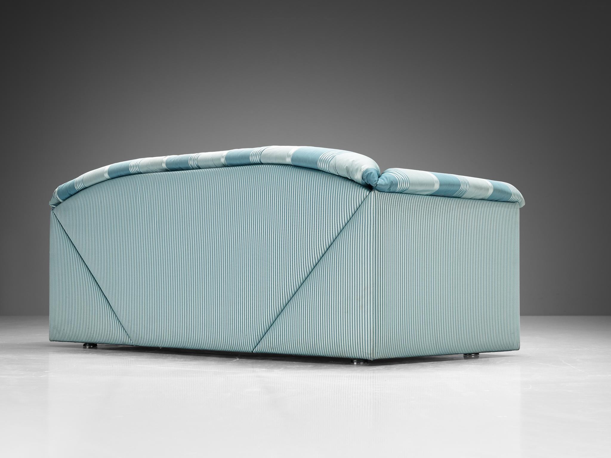 Substantial Sofa in Delicate Striped Green Blue Upholstery seating Morentz