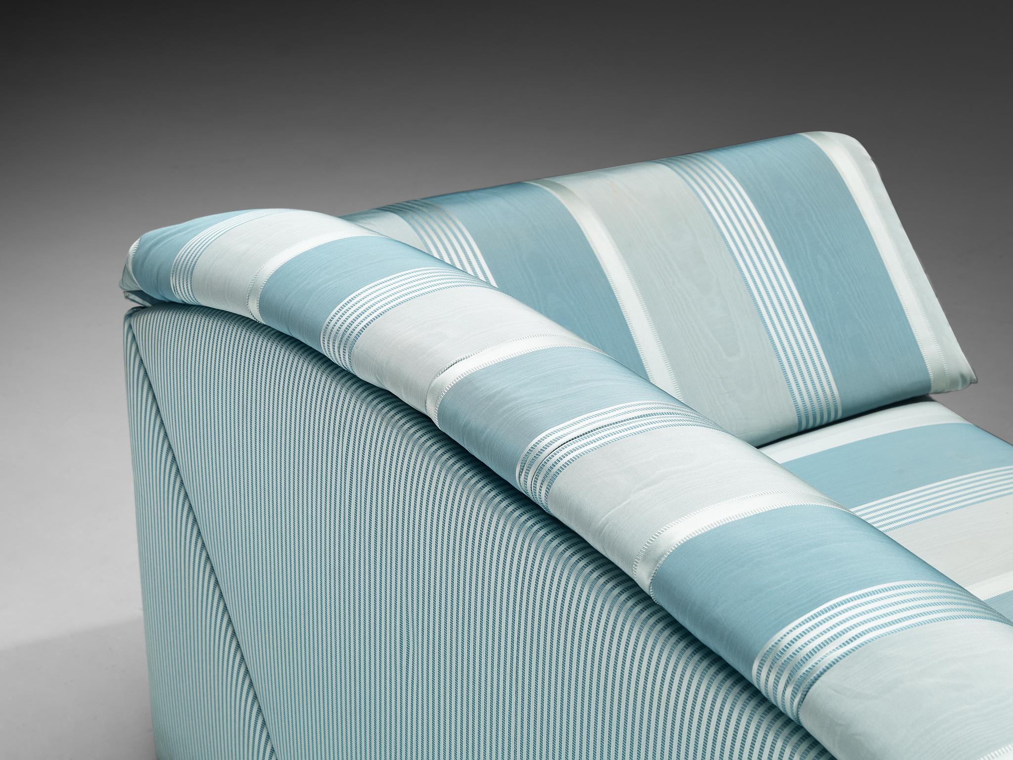 Substantial Sofa in Delicate Striped Green Blue Upholstery seating Morentz