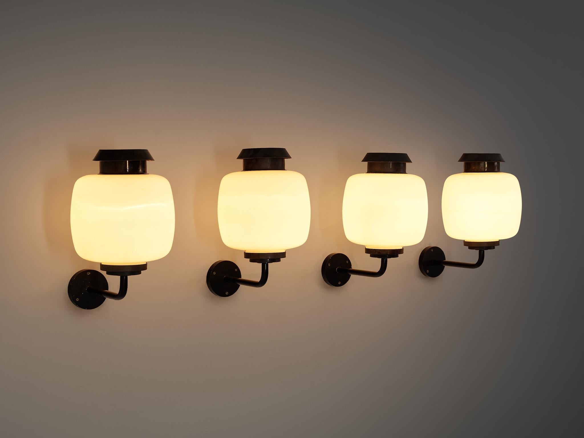 Lyfa 'Drabant' Wall Lights in White Opaque Glass and Copper lighting Morentz
