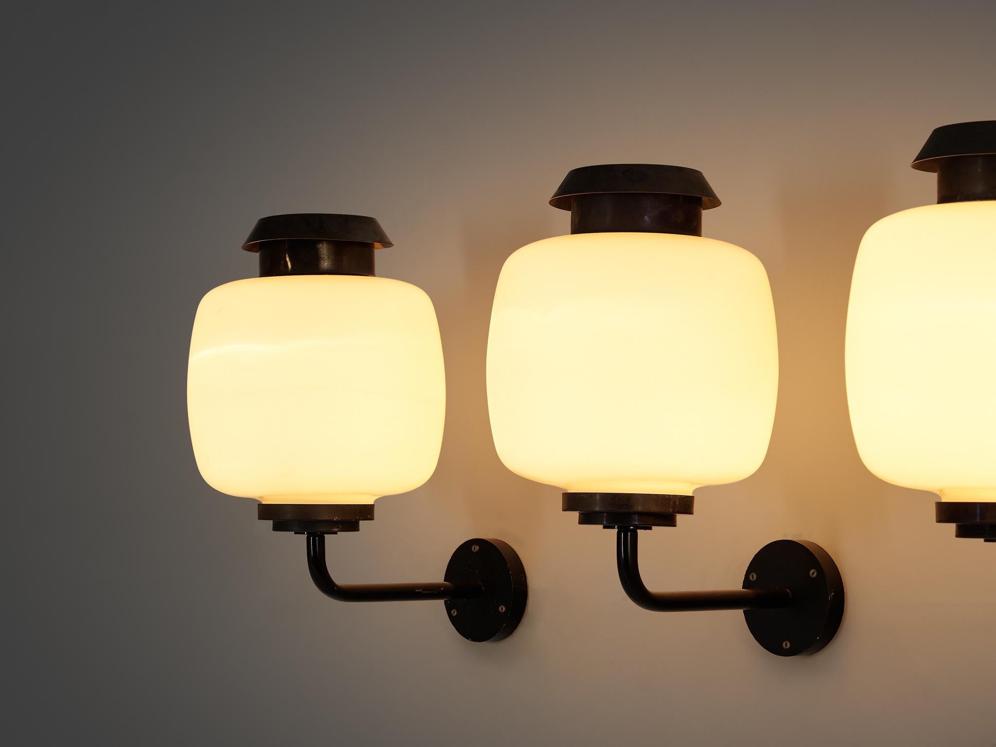 Lyfa 'Drabant' Wall Lights in White Opaque Glass and Copper lighting Morentz