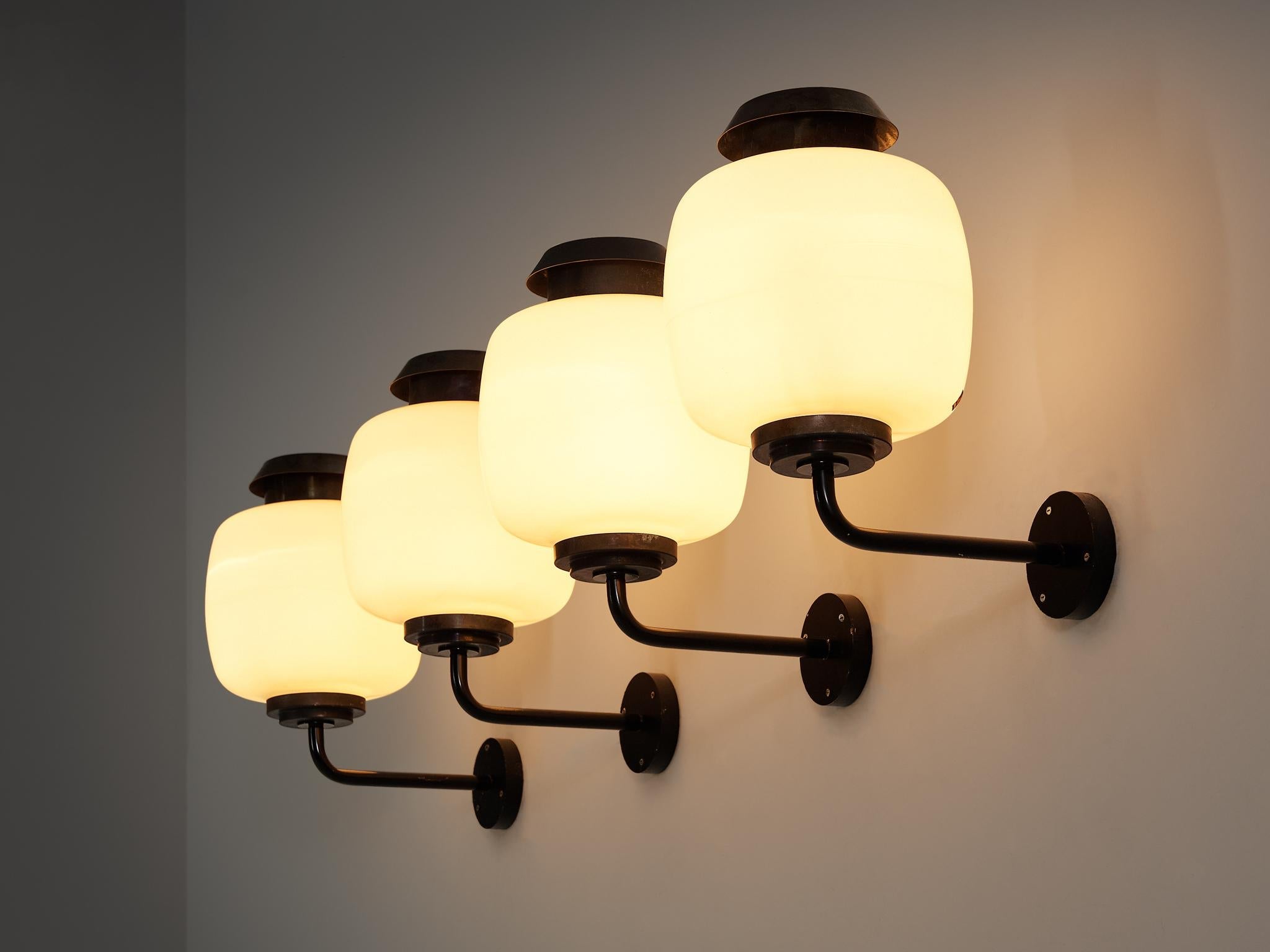 Lyfa 'Drabant' Wall Lights in White Opaque Glass and Copper lighting Morentz