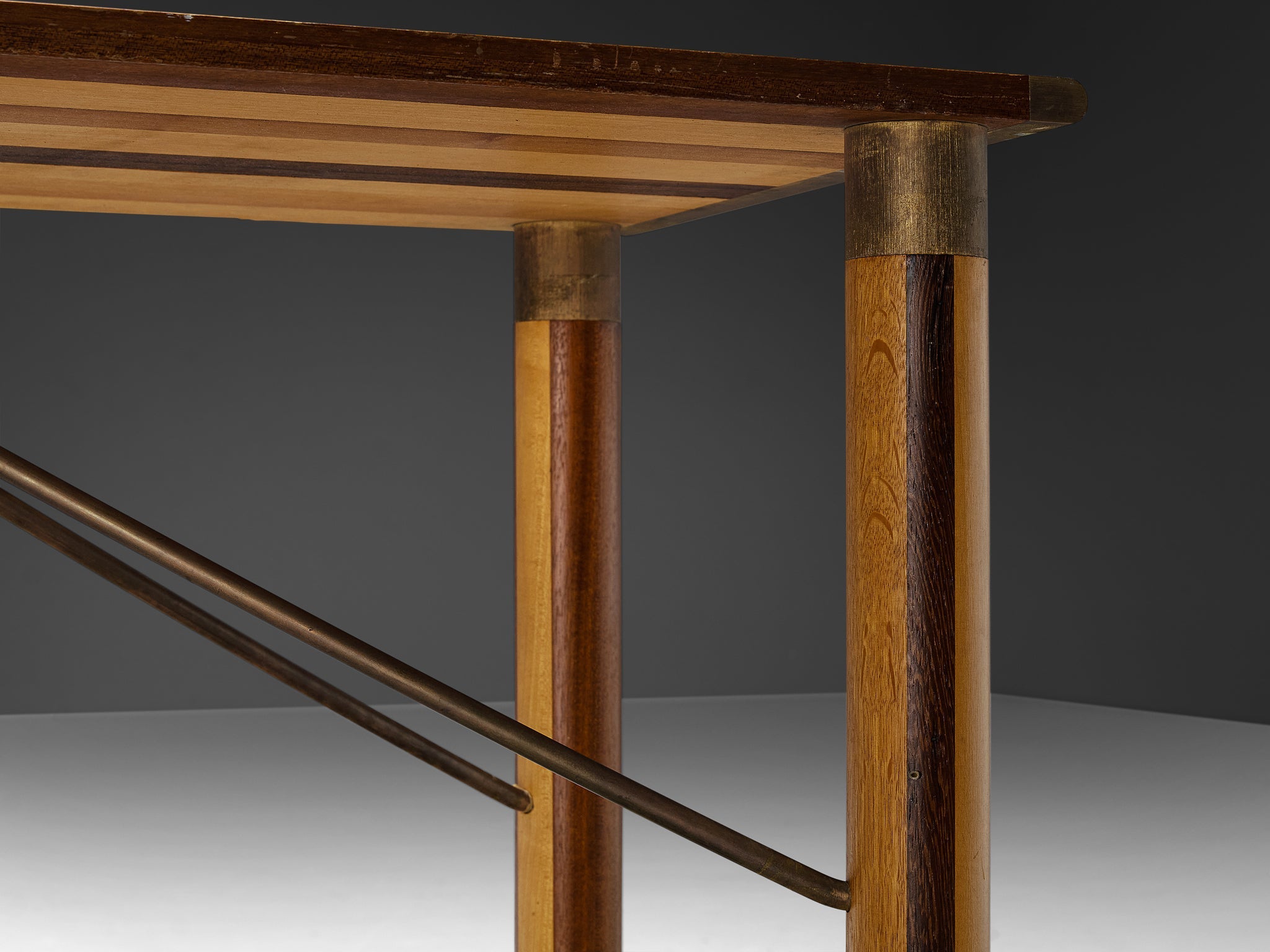 Afra & Tobia Scarpa 'Benetton' Console in Mixed Wood and Brass tables Morentz