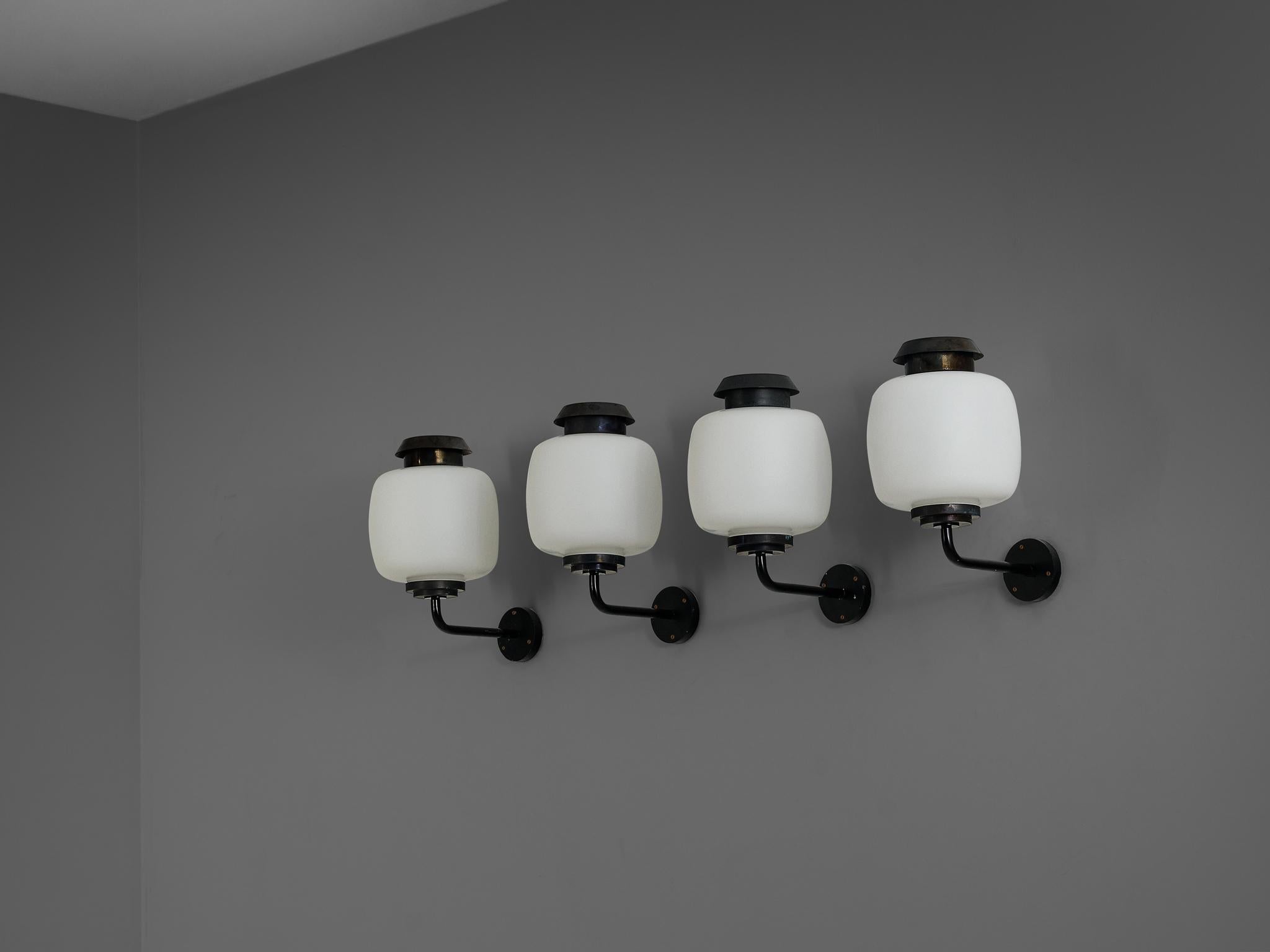 Lyfa 'Drabant' Wall Lights in White Opaque Glass and Copper lighting Morentz