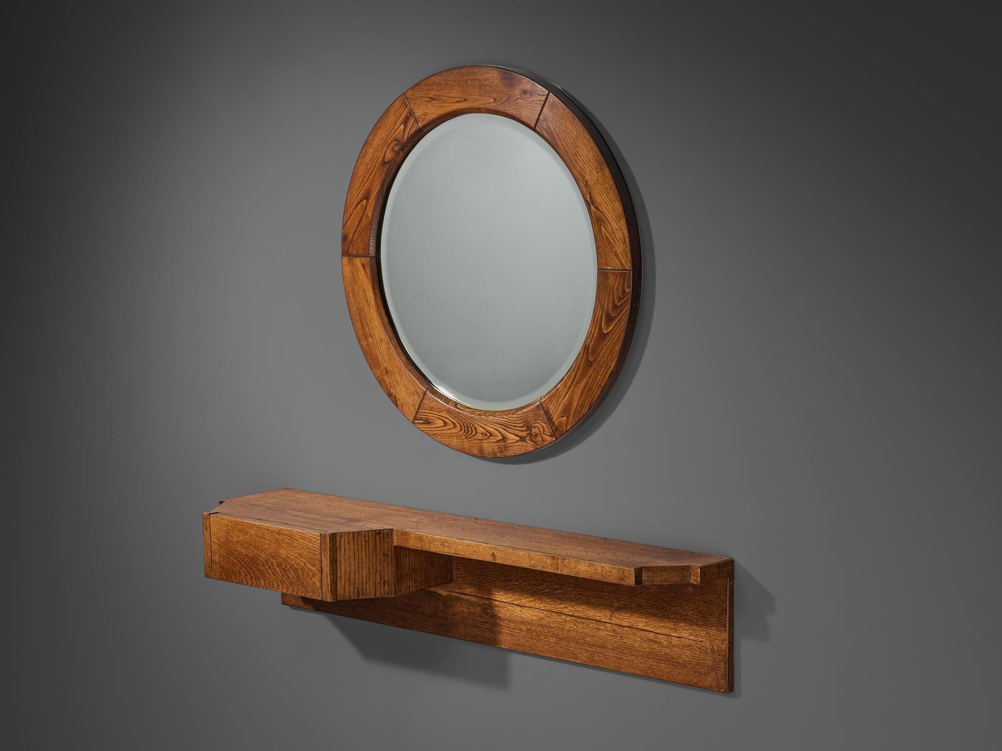 Giuseppe Rivadossi Mirror with Wall-Mounted Console and Mirror in Oak