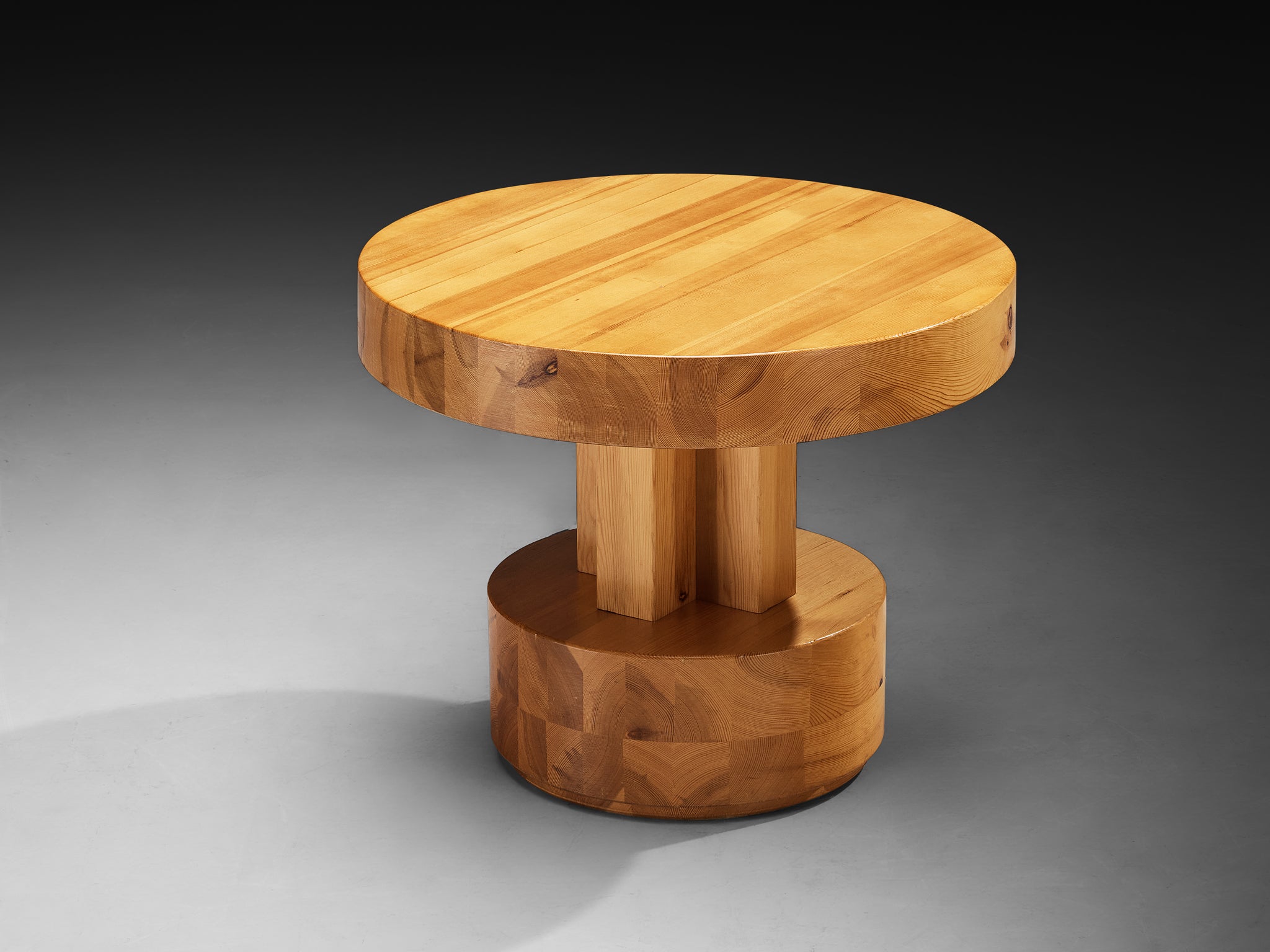 Set of 1970s Scandinavian Round Side Tables in Solid Pine Tables Morentz