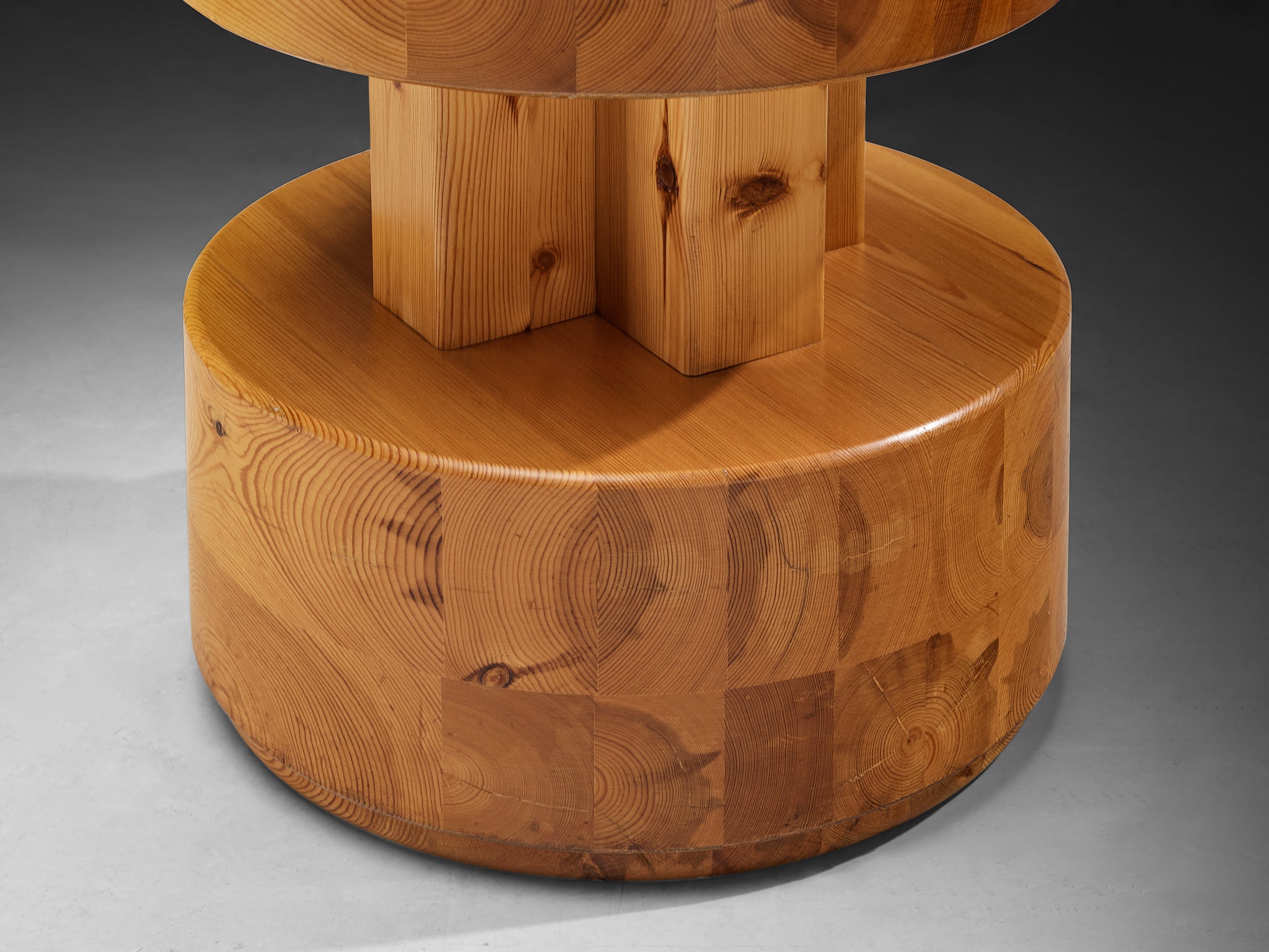 Set of 1970s Scandinavian Round Side Tables in Solid Pine Tables Morentz