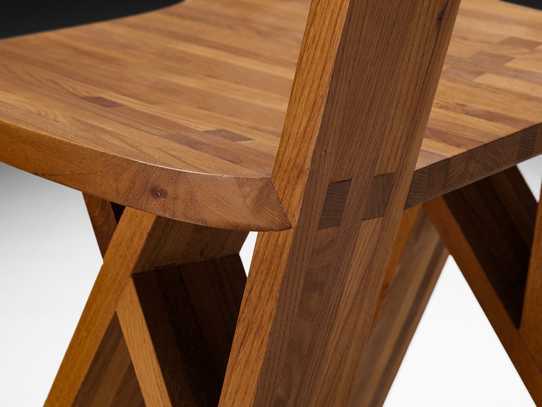 Early Pierre Chapo 'S45' Dining Chairs in Solid Elm Seating Morentz