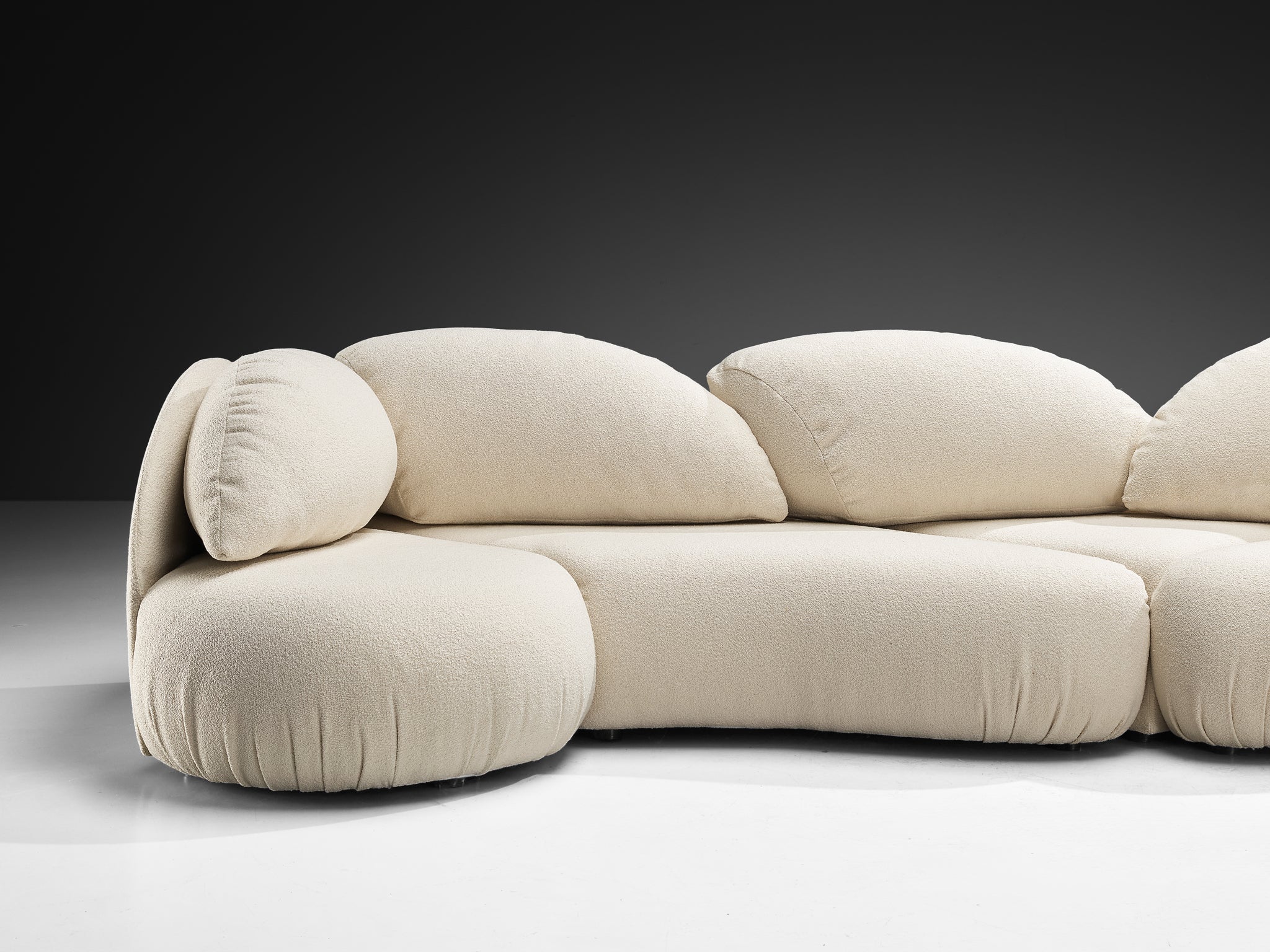 Hans Hopfer for Roche Bobios Post-Modern Croissant Sofa in Off-White Fabric seating Morentz