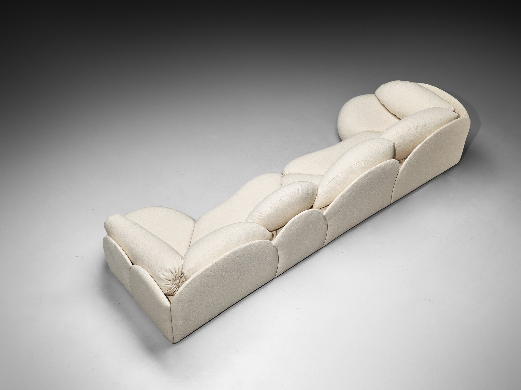 Hans Hopfer for Roche Bobios Post-Modern Croissant Sofa in Off-White Fabric seating Morentz