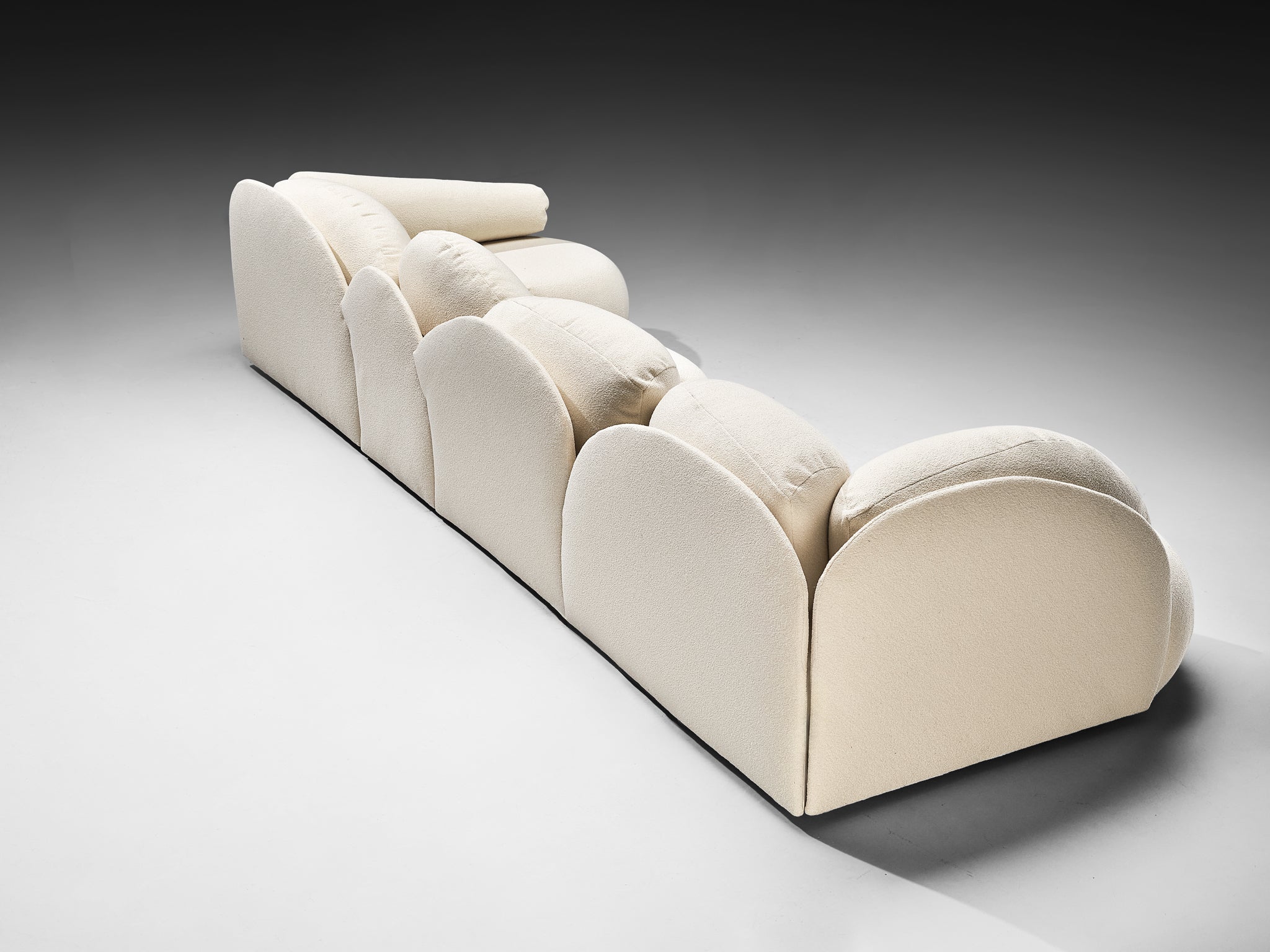 Hans Hopfer for Roche Bobois Post-Modern Croissant Sofa with Lounge Chair in Off-White Fabric Seating Morentz