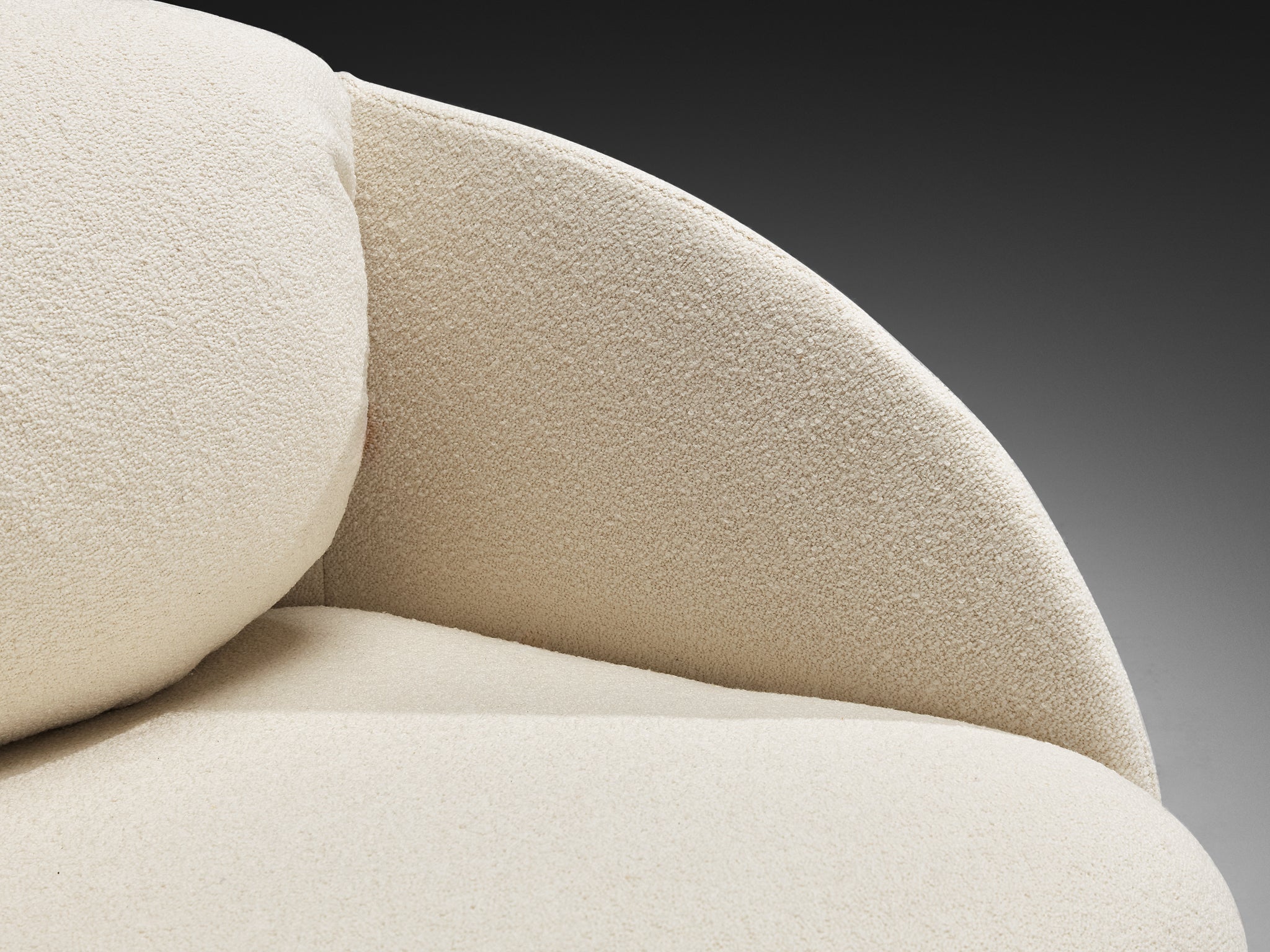 Hans Hopfer for Roche Bobois Post-Modern Croissant Sofa with Lounge Chair in Off-White Fabric Seating Morentz