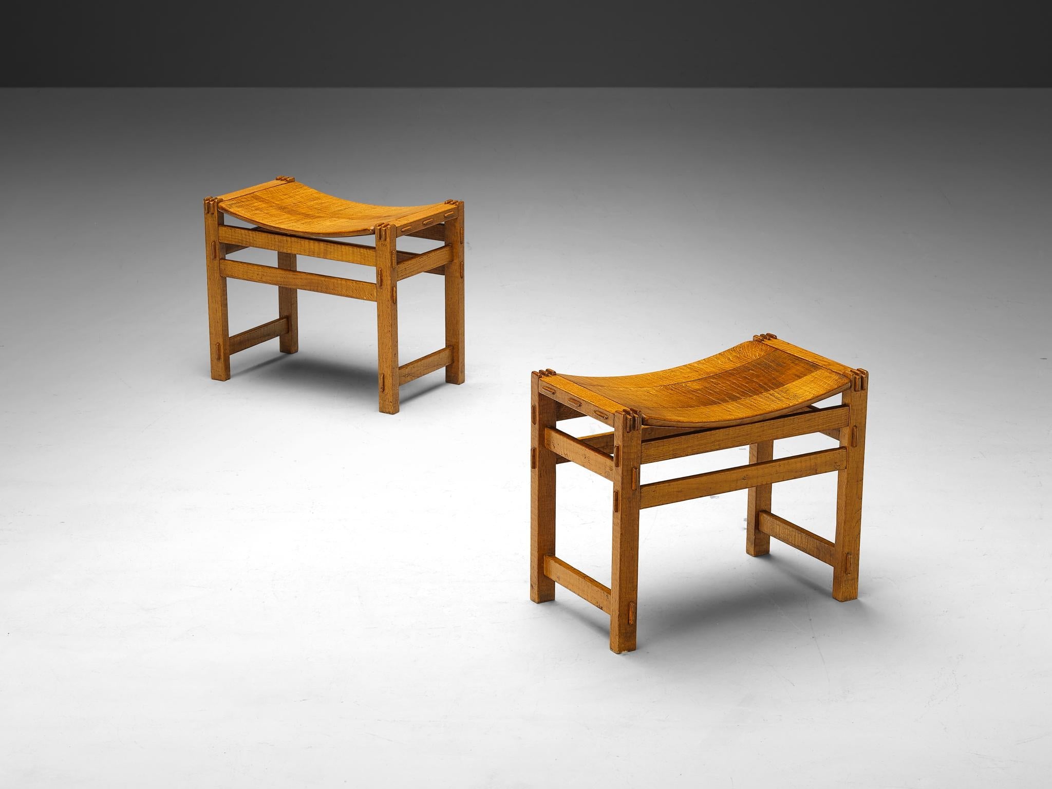 Giuseppe Rivadossi Pair of Stools in Oak