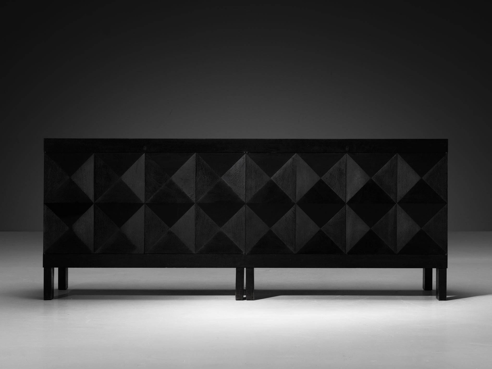 Belgian Sideboard in Black Lacquered Oak with Graphical Doors Case pieces and storage cabinets Morentz