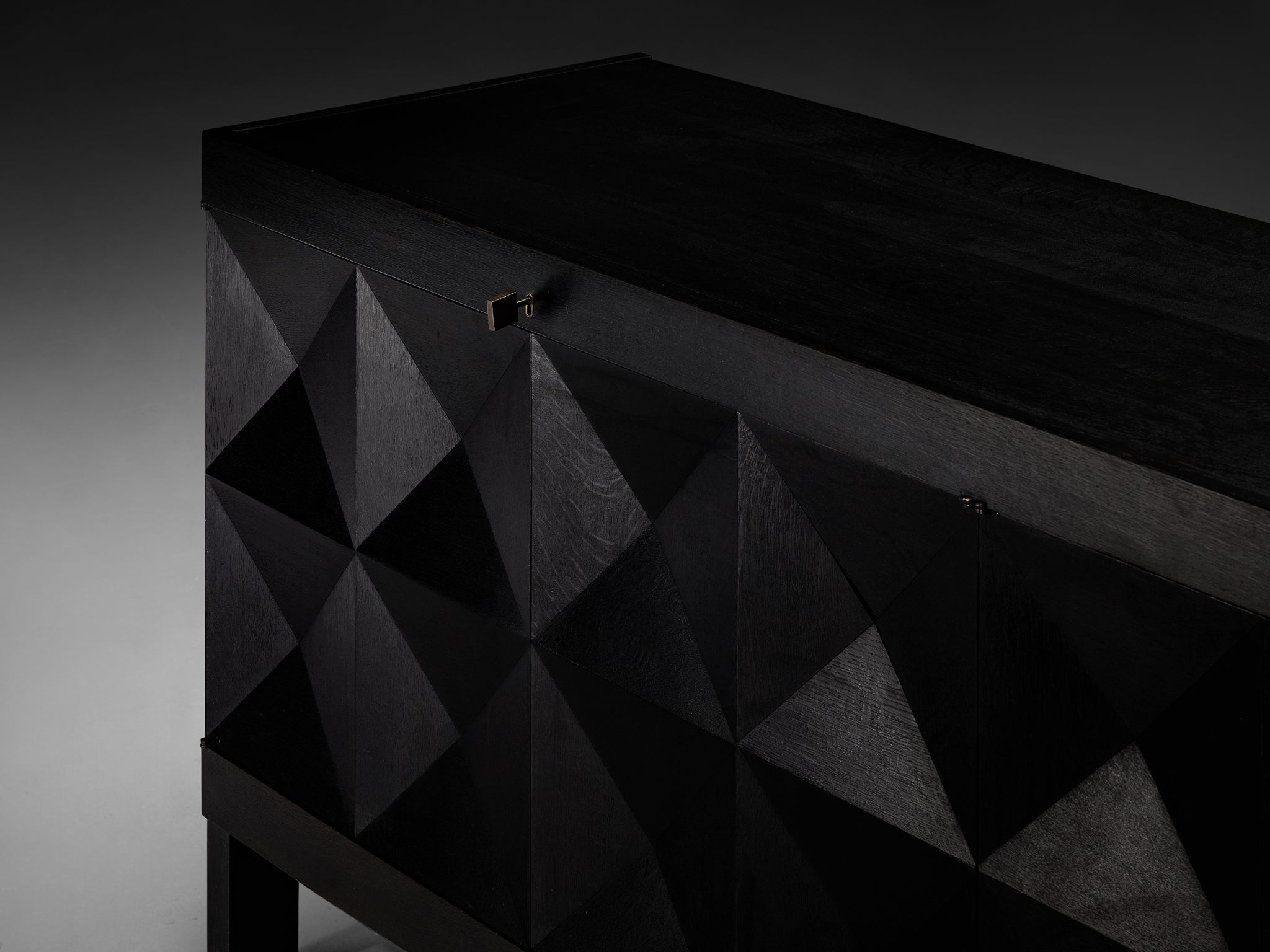 Belgian Sideboard in Black Lacquered Oak with Graphical Doors Case pieces and storage cabinets Morentz