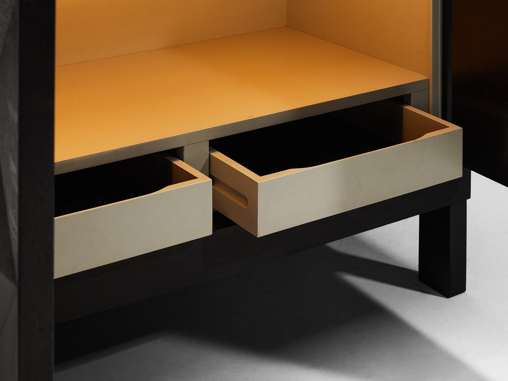 Belgian Sideboard in Black Lacquered Oak with Graphical Doors case pieces and storage cabinets Morentz