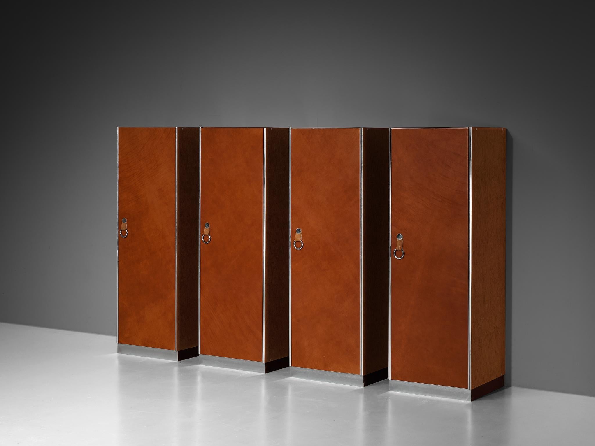 Guido Faleschini for Mariani Cabinets in Red Brown Leather case pieces and storage cabinets Morentz