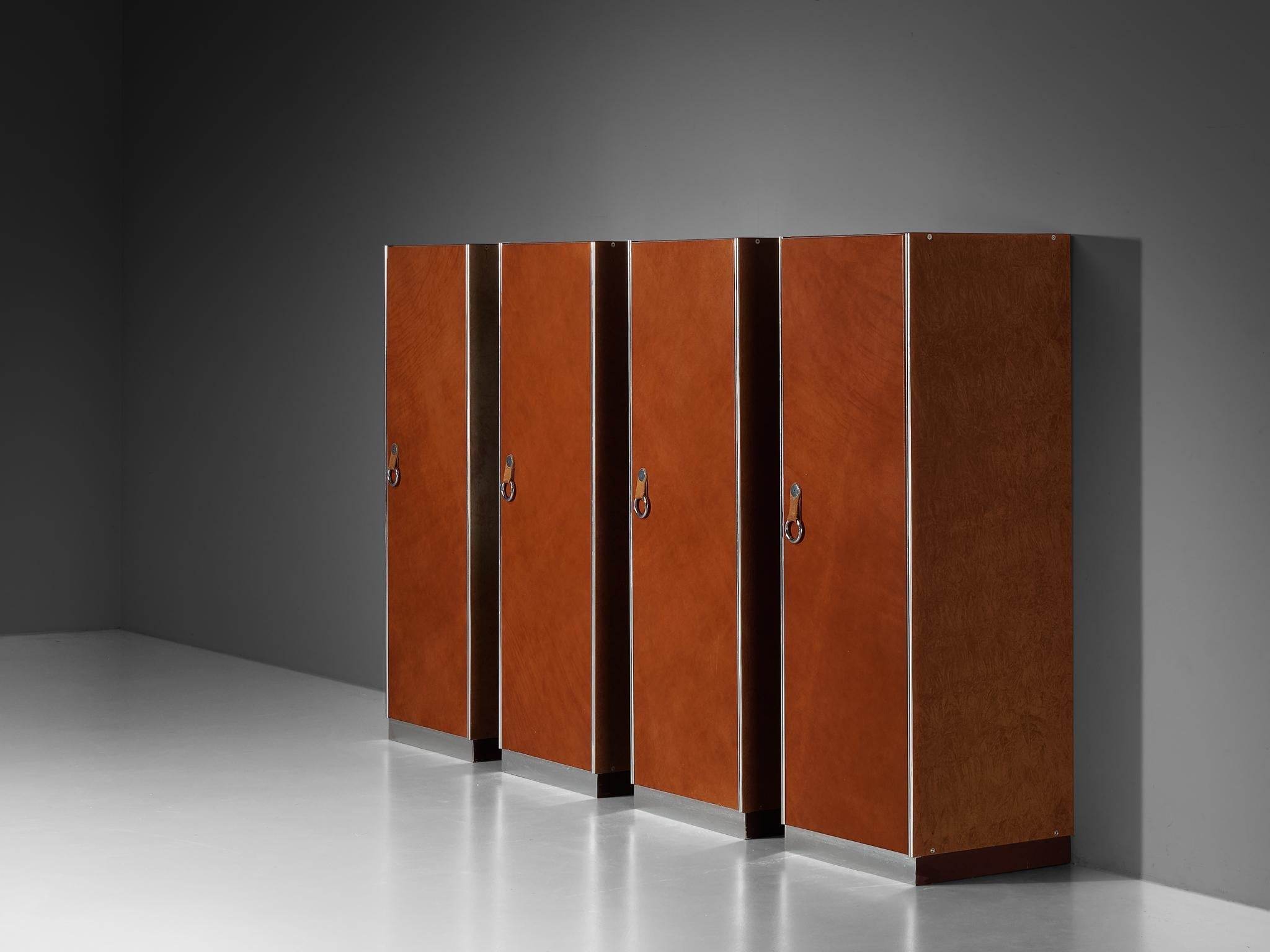 Guido Faleschini for Mariani Cabinets in Red Brown Leather case pieces and storage cabinets Morentz