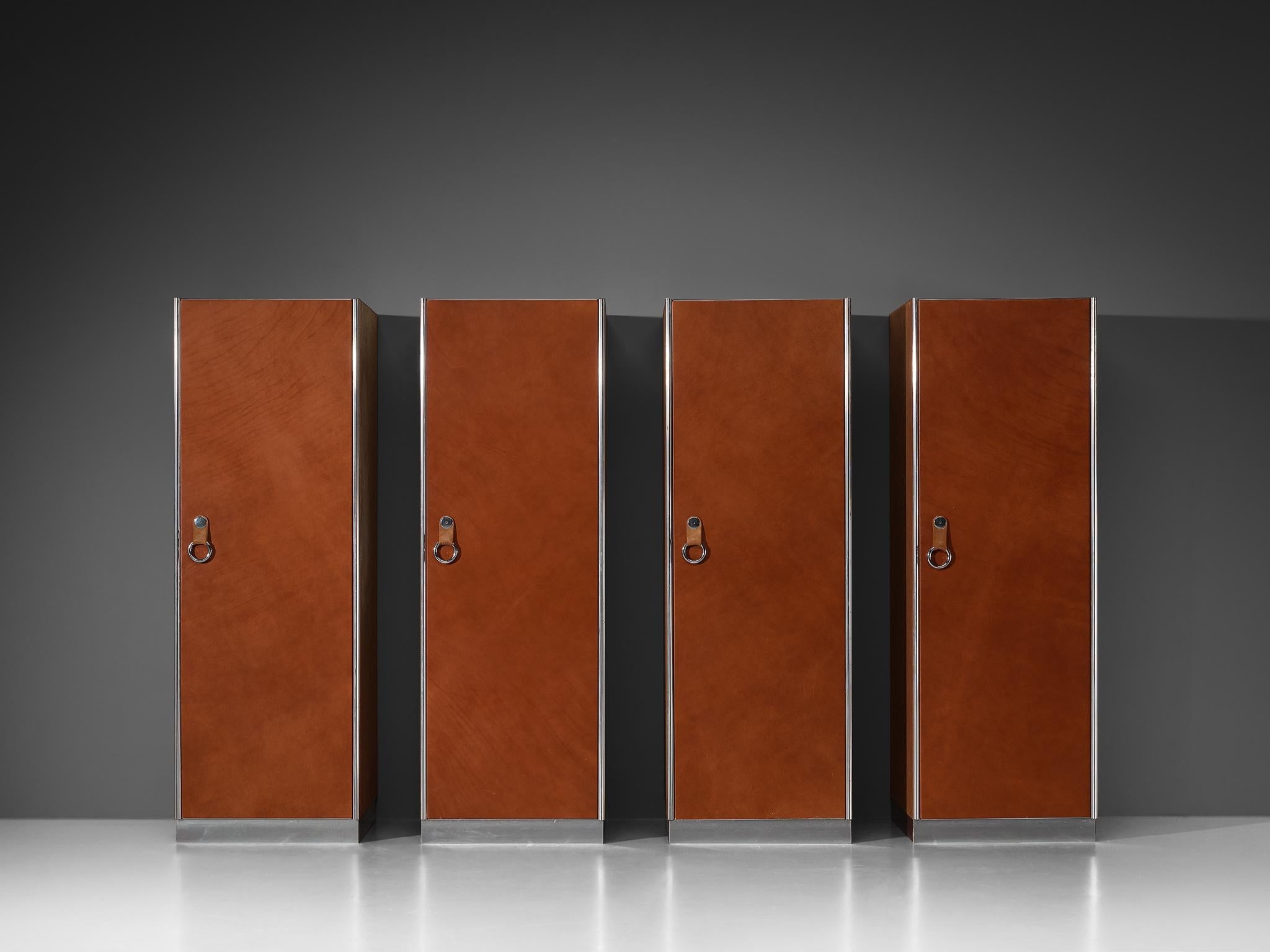 Guido Faleschini for Mariani Cabinets in Red Brown Leather case pieces and storage cabinets Morentz