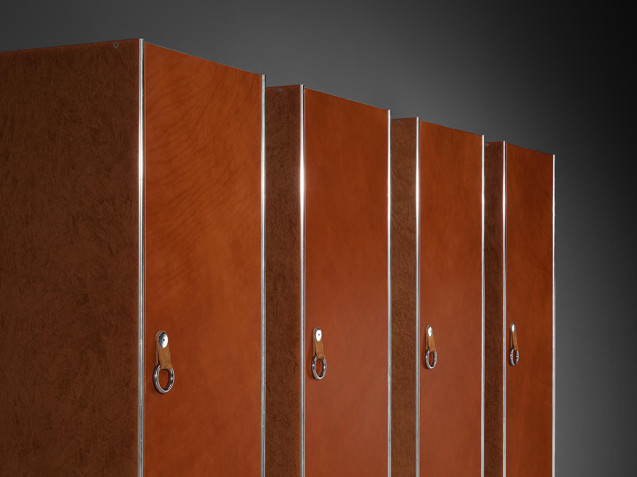 Guido Faleschini for Mariani Cabinets in Red Brown Leather case pieces and storage cabinets Morentz