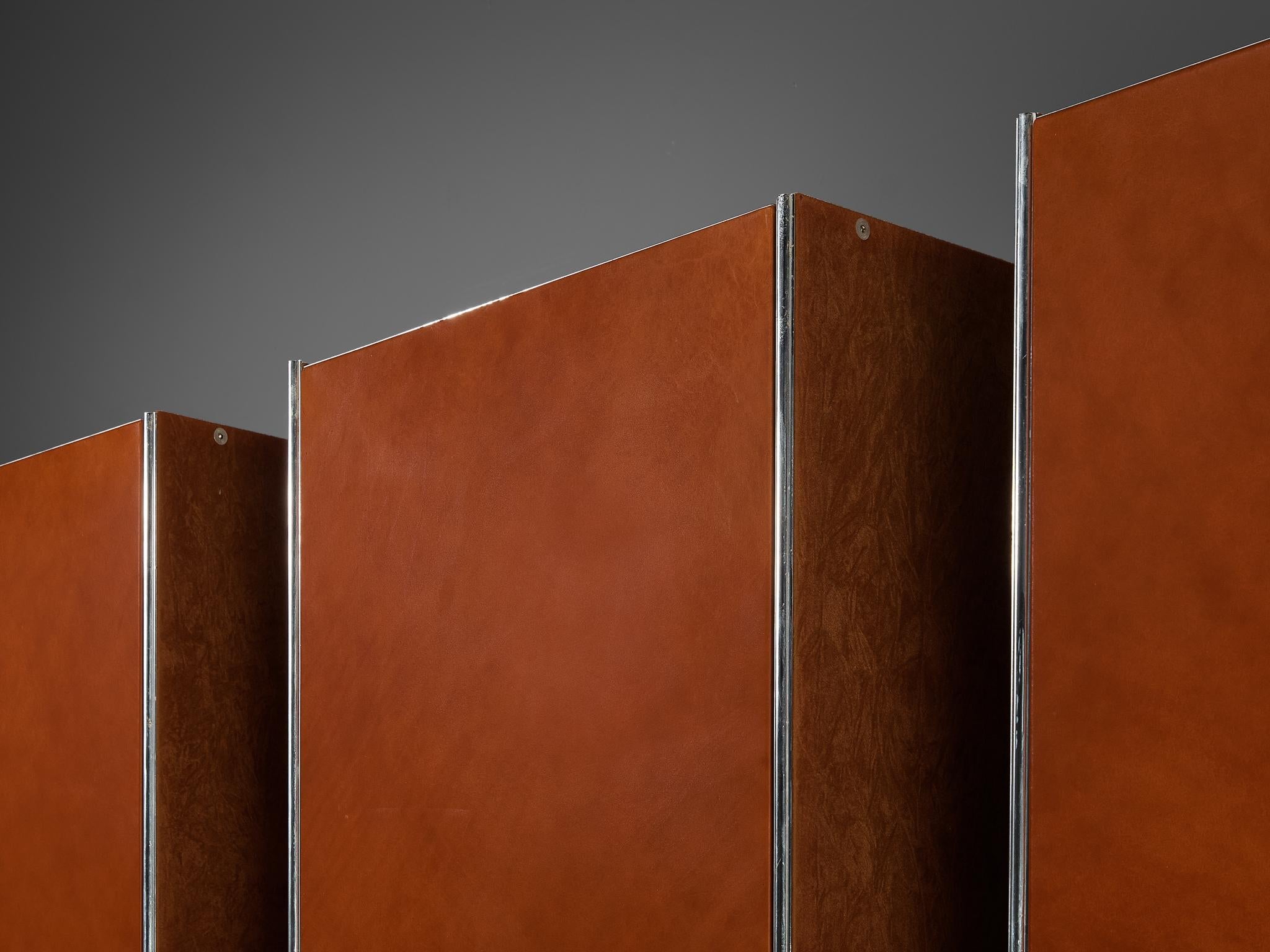 Guido Faleschini for Mariani Cabinets in Red Brown Leather case pieces and storage cabinets Morentz