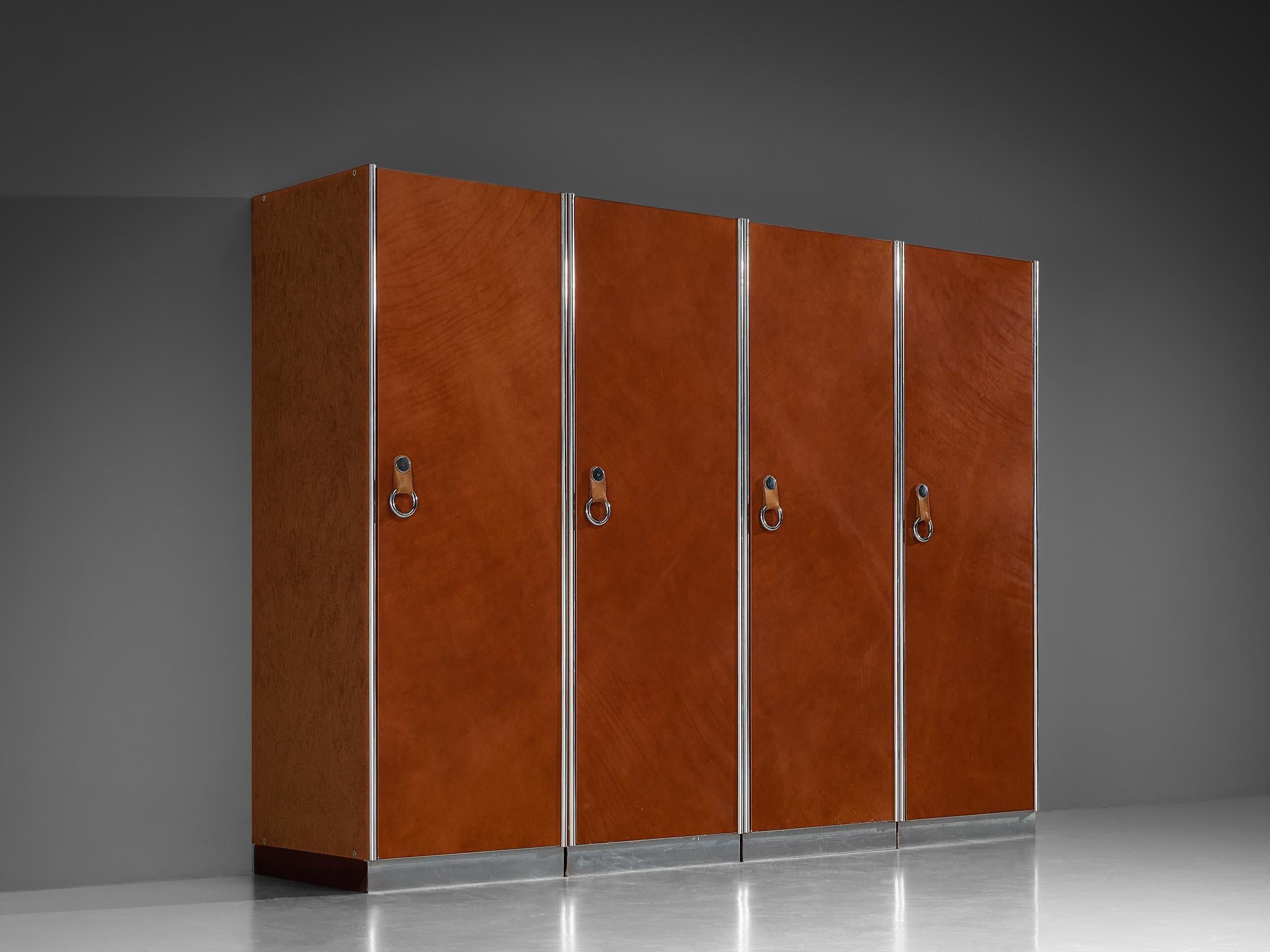 Guido Faleschini for Mariani Cabinets in Red Brown Leather case pieces and storage cabinets Morentz