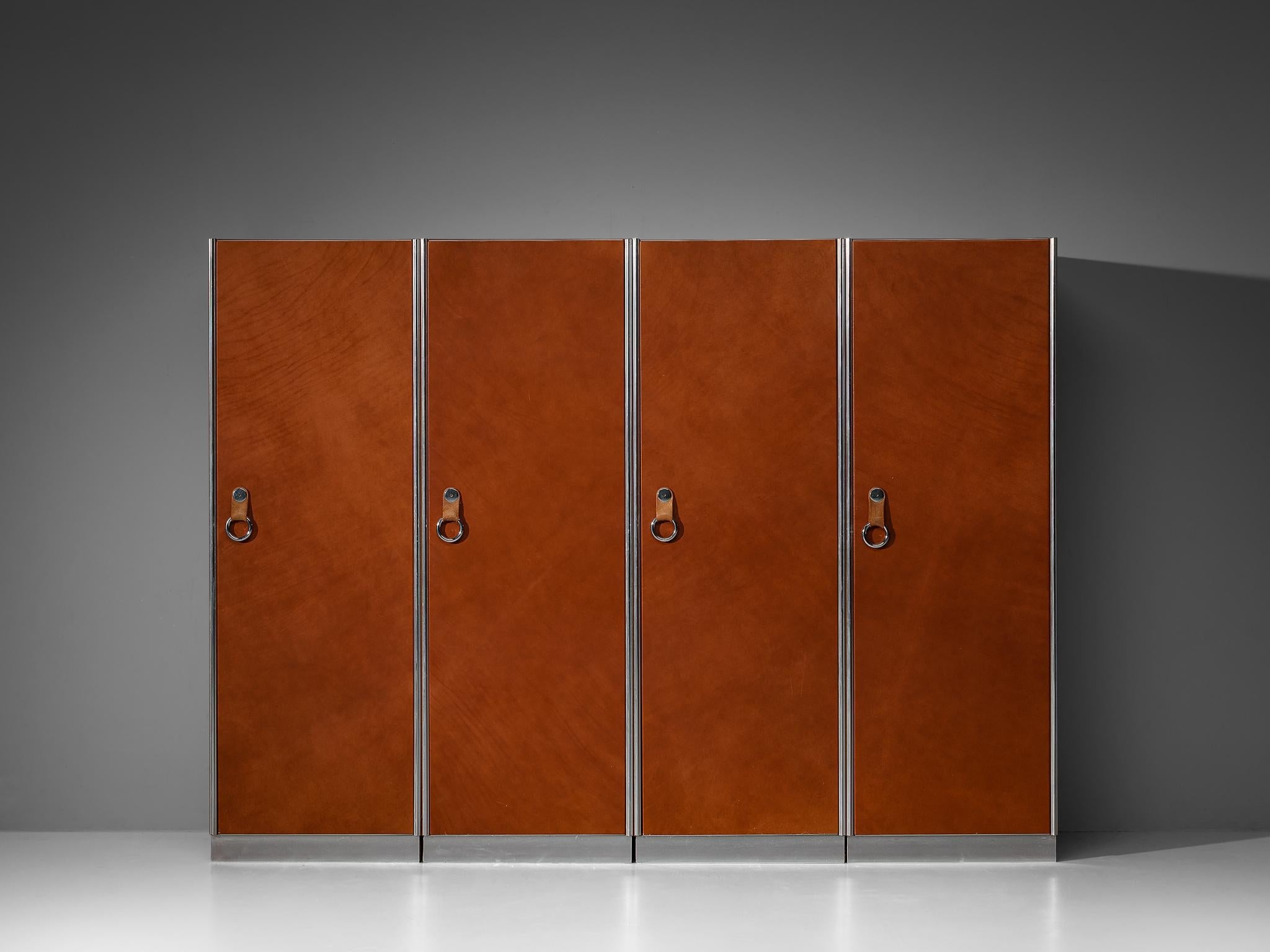Guido Faleschini for Mariani Cabinets in Red Brown Leather case pieces and storage cabinets Morentz