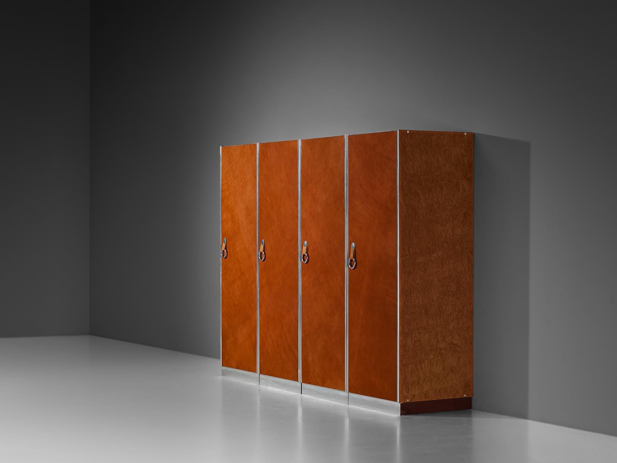 Guido Faleschini for Mariani Cabinets in Red Brown Leather case pieces and storage cabinets Morentz