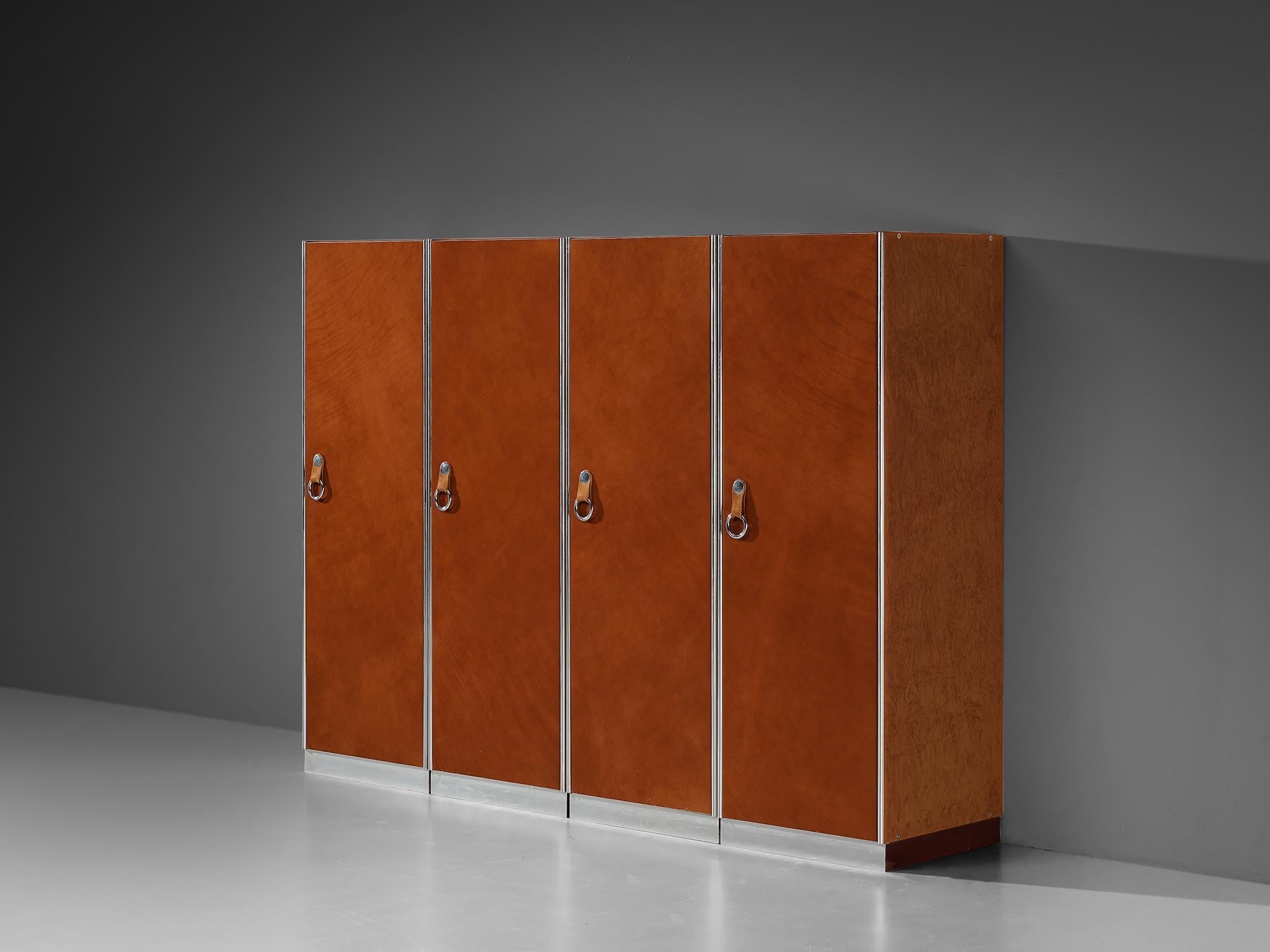 Guido Faleschini for Mariani Cabinets in Red Brown Leather case pieces and storage cabinets Morentz