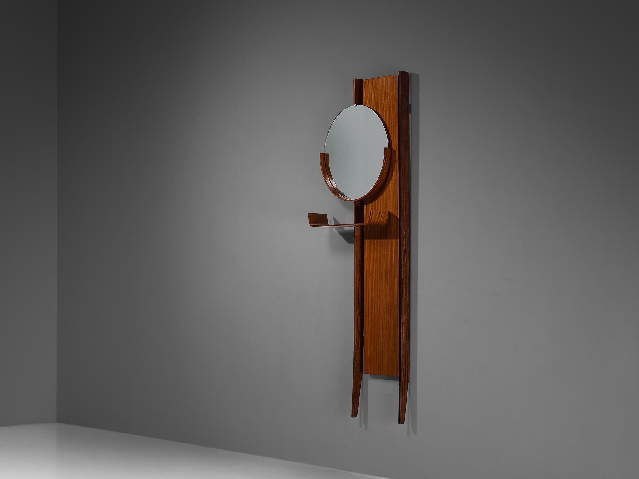 Italian Mid-Century Modern Wall-Mounted Mirror with Shelf in Teak mirrors Morentz