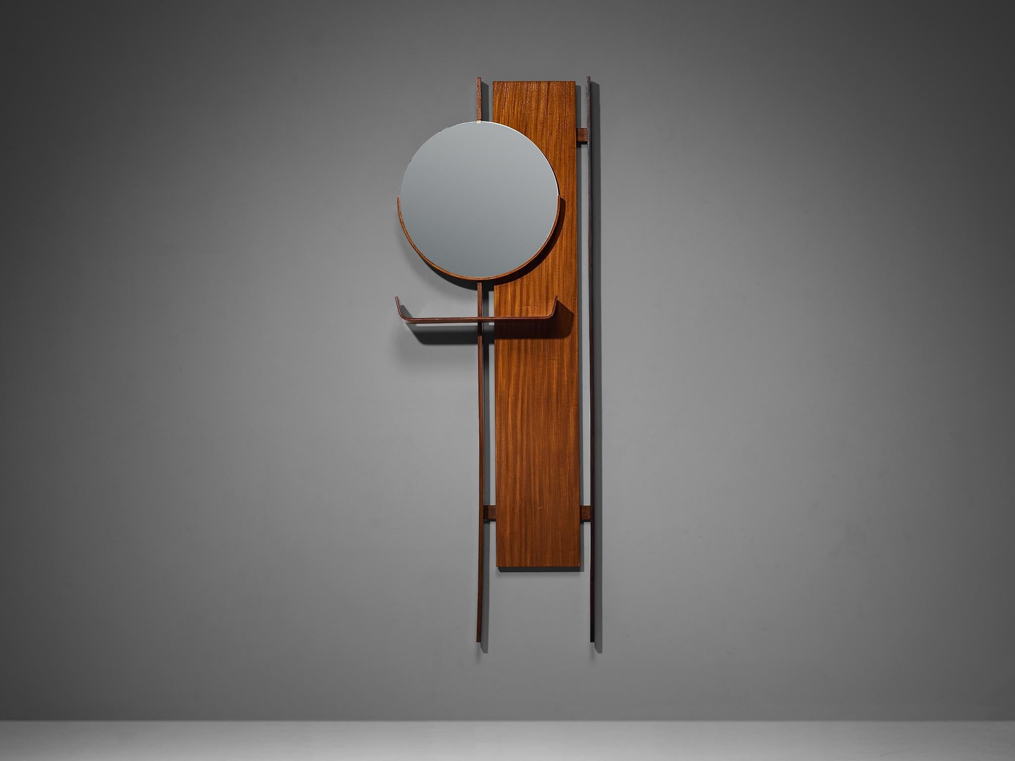 Italian Mid-Century Modern Wall-Mounted Mirror with Shelf in Teak mirrors Morentz