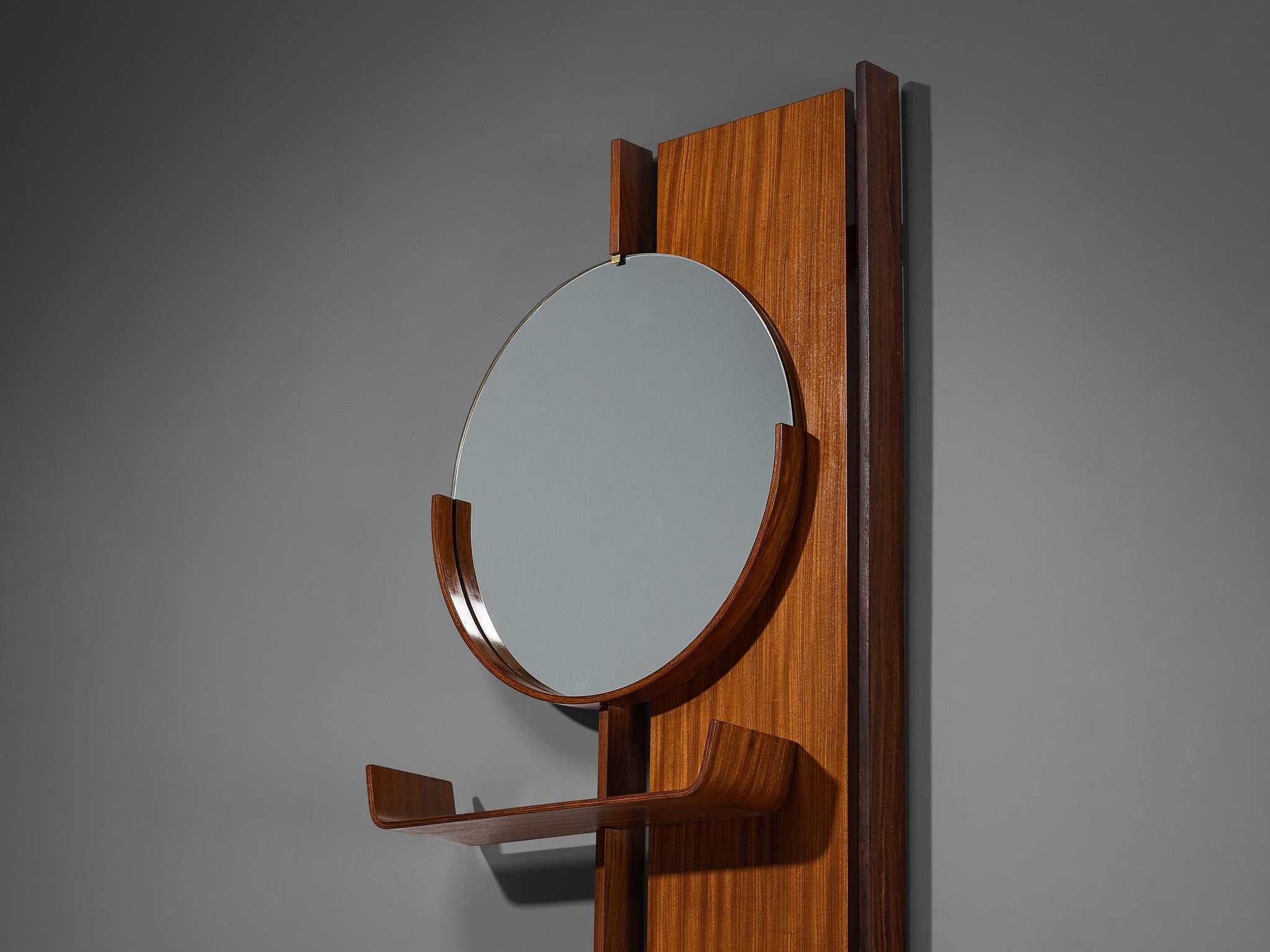 Italian Mid-Century Modern Wall-Mounted Mirror with Shelf in Teak mirrors Morentz