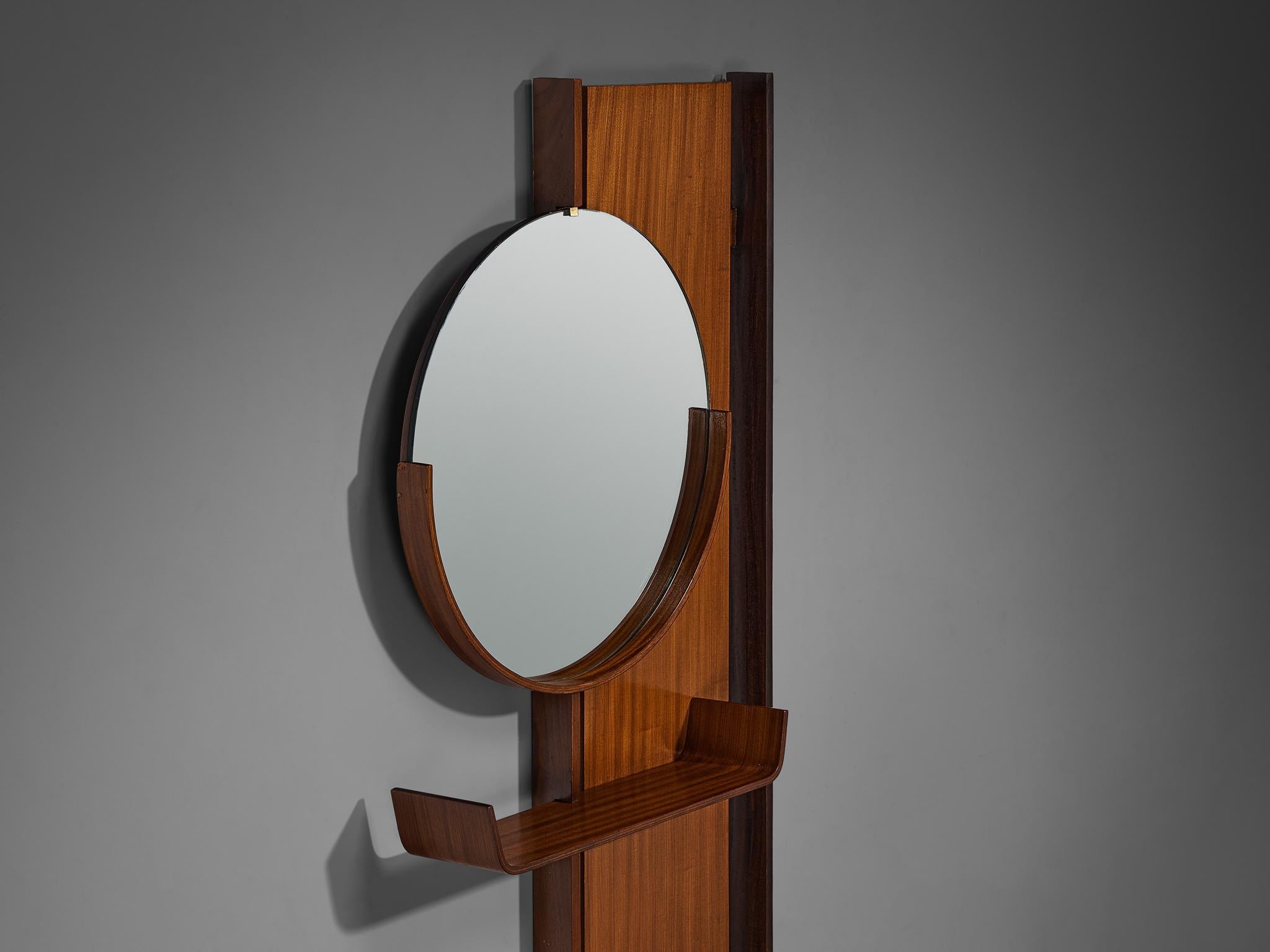 Italian Mid-Century Modern Wall-Mounted Mirror with Shelf in Teak mirrors Morentz