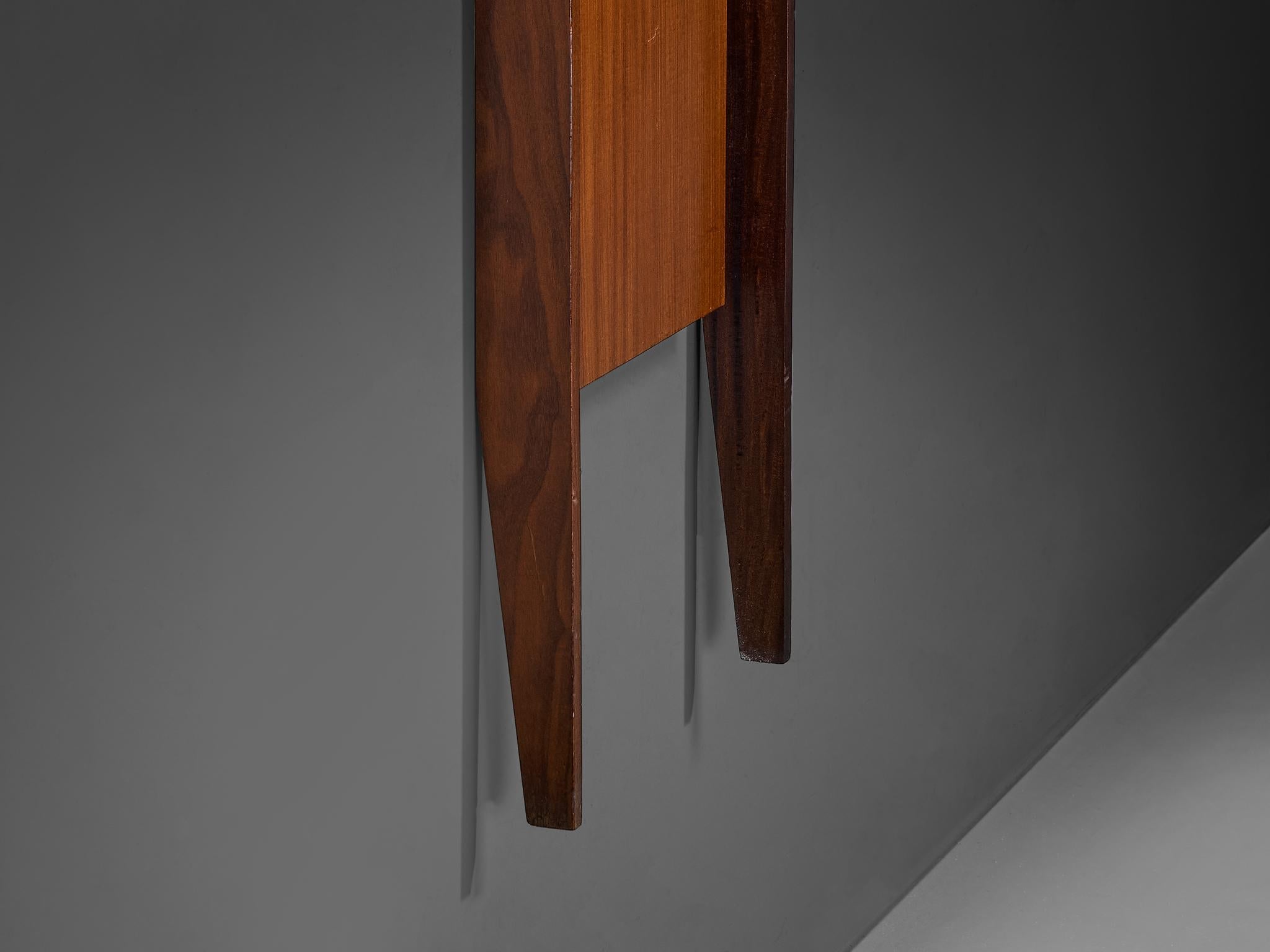 Italian Mid-Century Modern Wall-Mounted Mirror with Shelf in Teak mirrors Morentz