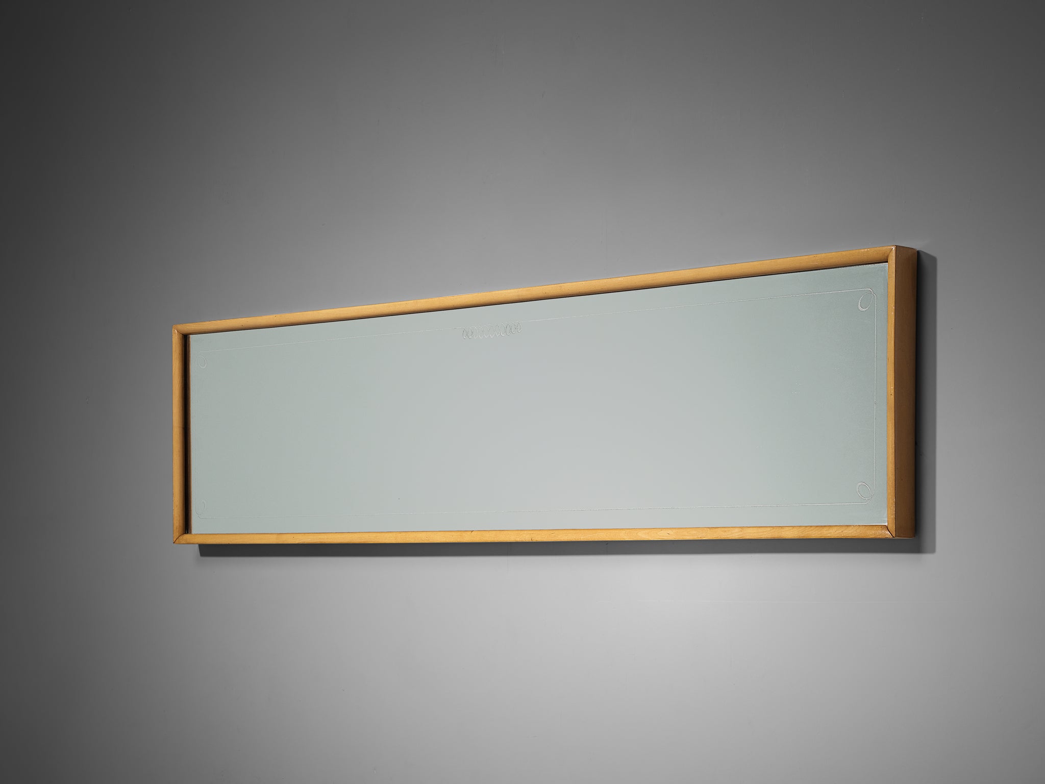 1950s Mid-Century Modern Italian Mirror with Maple Frame Mirrors Morentz