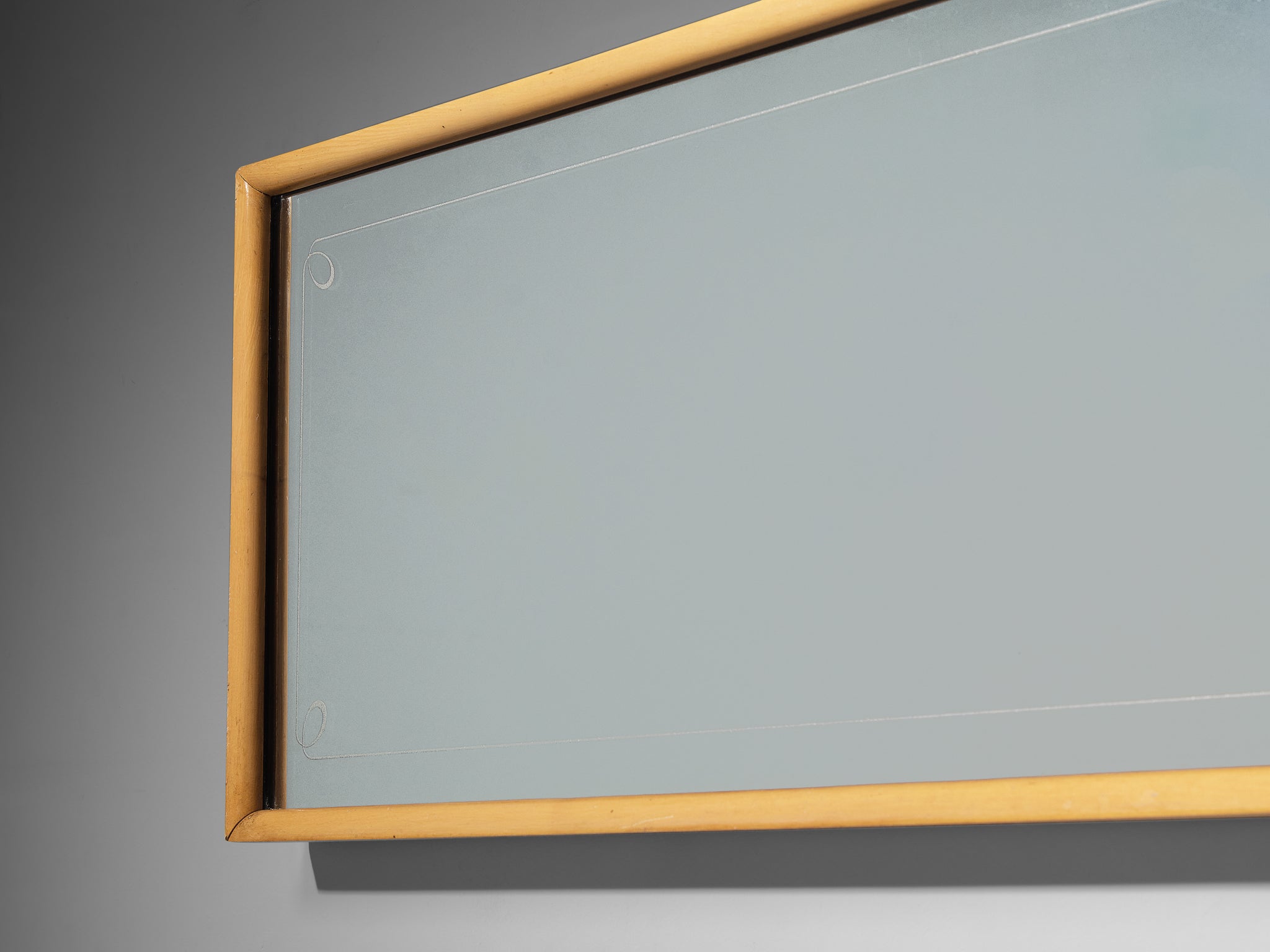 1950s Mid-Century Modern Italian Mirror with Maple Frame Mirrors Morentz