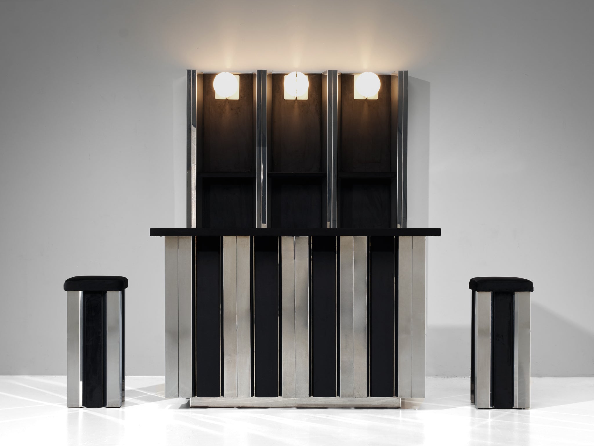 Hollywood Regency Bar Cabinet in the Style of Willy Rizzo Case pieces and storage cabinets Morentz