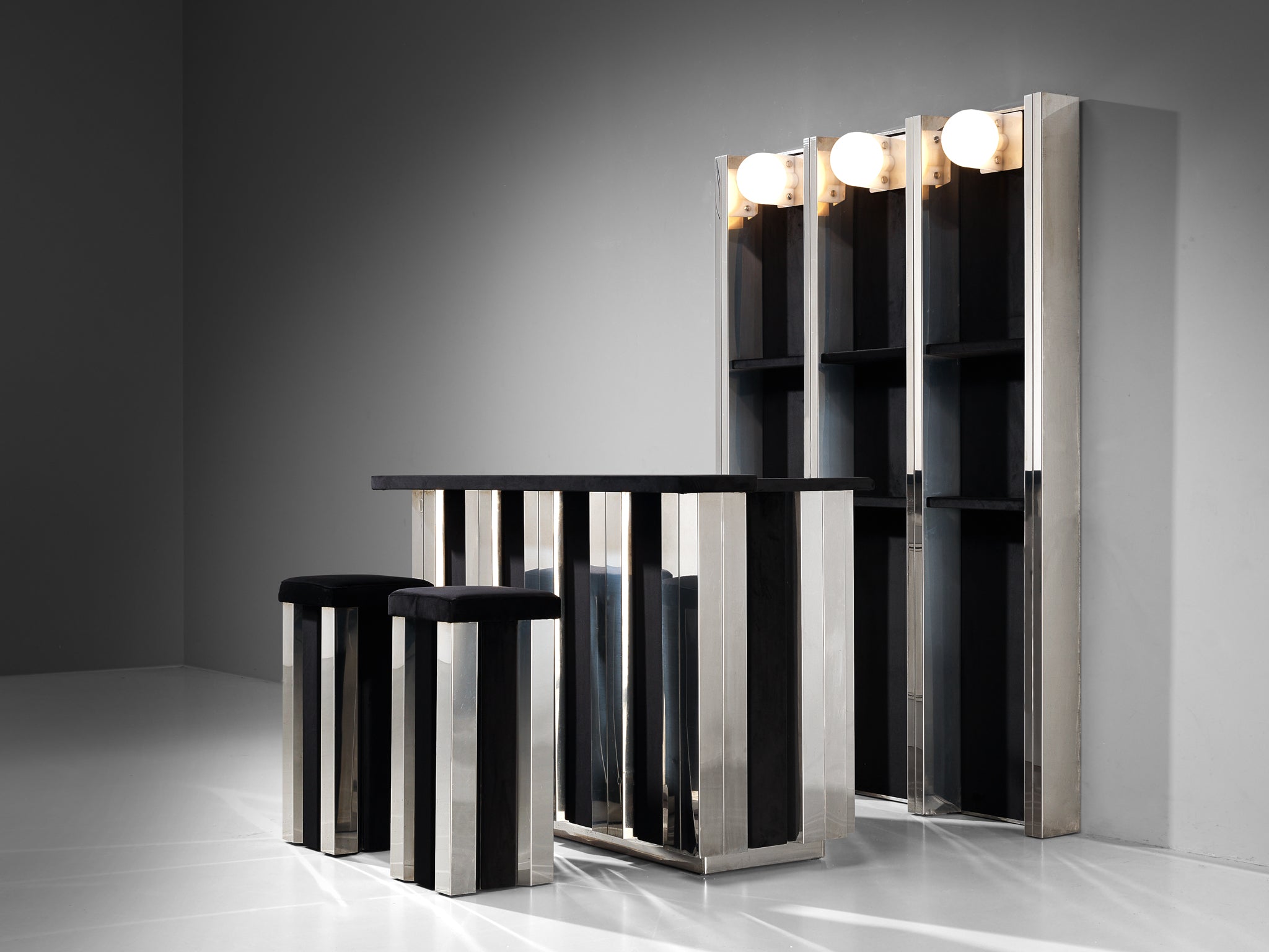 Hollywood Regency Bar Cabinet in the Style of Willy Rizzo Case pieces and storage cabinets Morentz